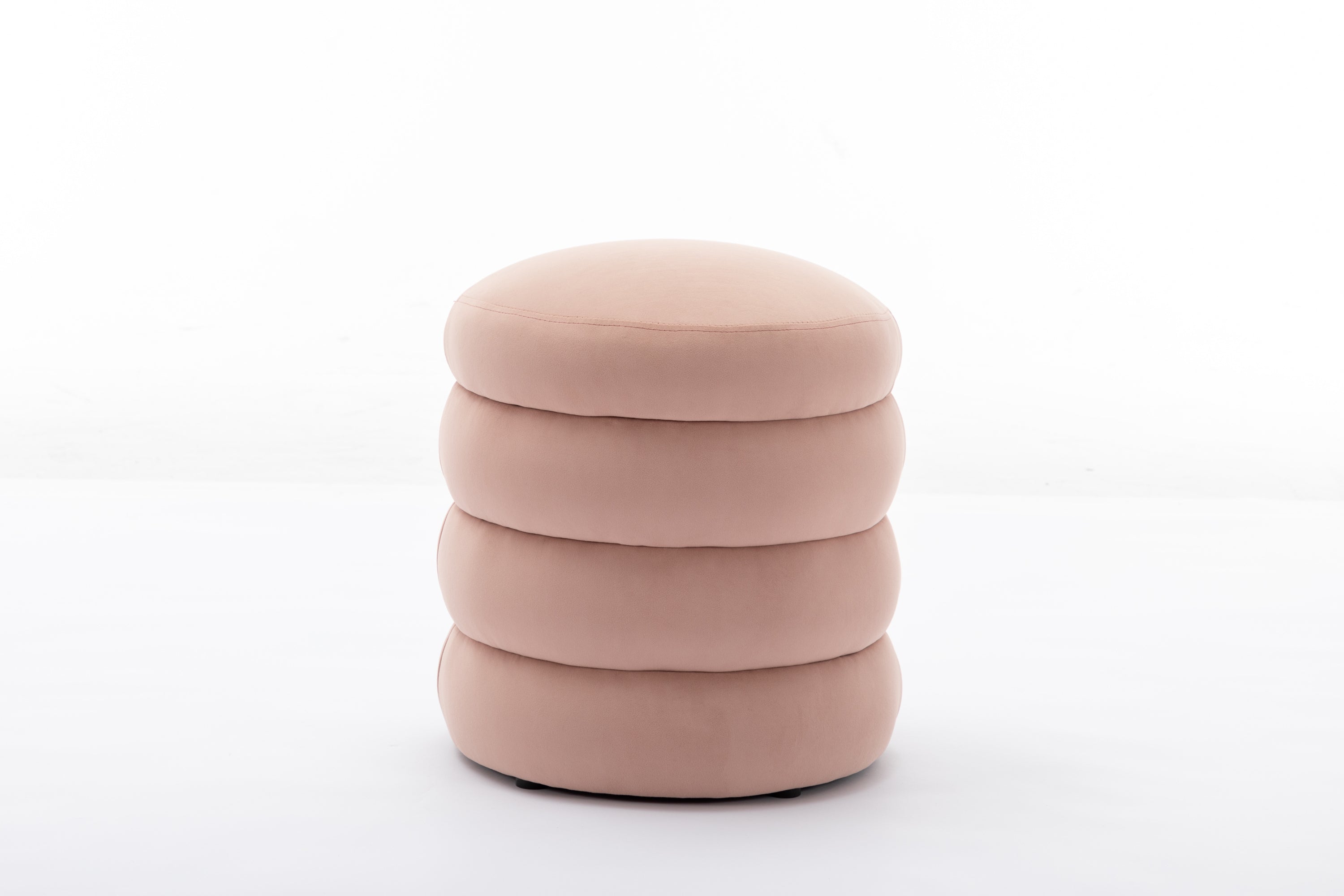 006-Soft Velvet  Round Ottoman Footrest Stool,Pink