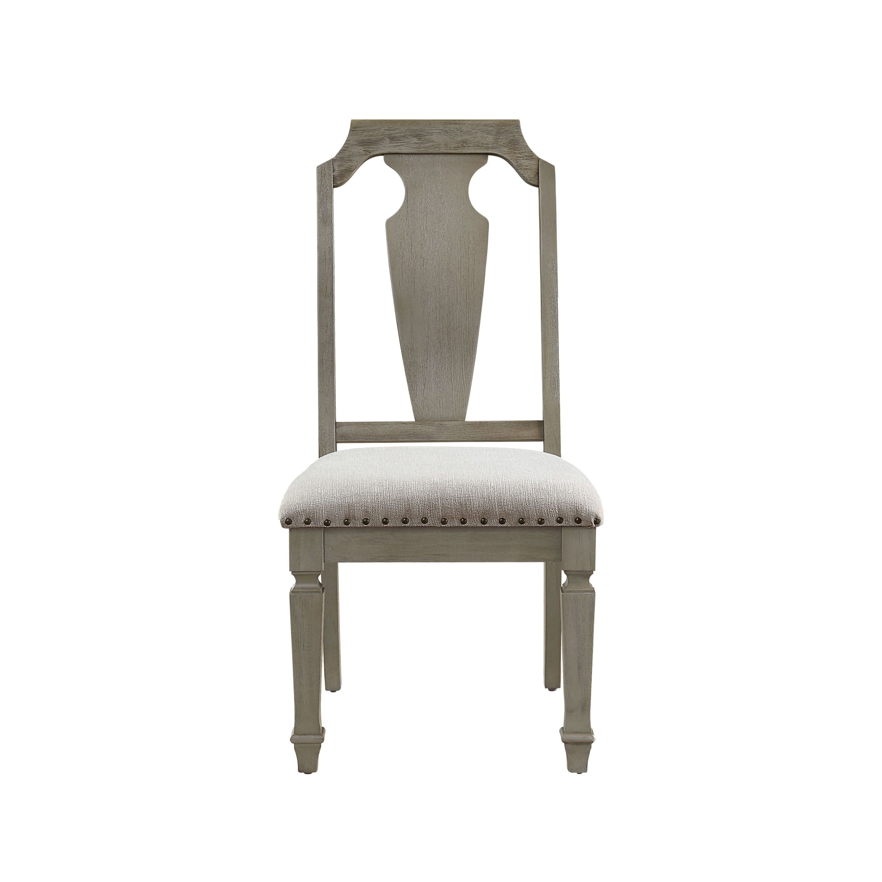 ACME Zumala Side Chair (Set-2), Beige Linen & Weathered Oak Finish 73262