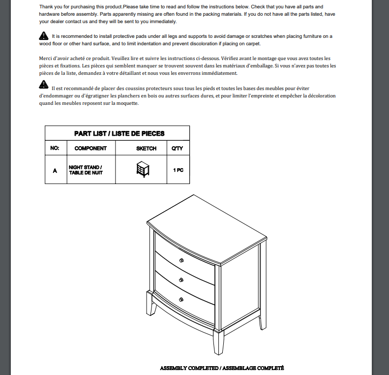 Bedroom Furniture 3 Drawers Nightstand Gray Finish Birch Veneer Nickel Hardware Bed Side Table