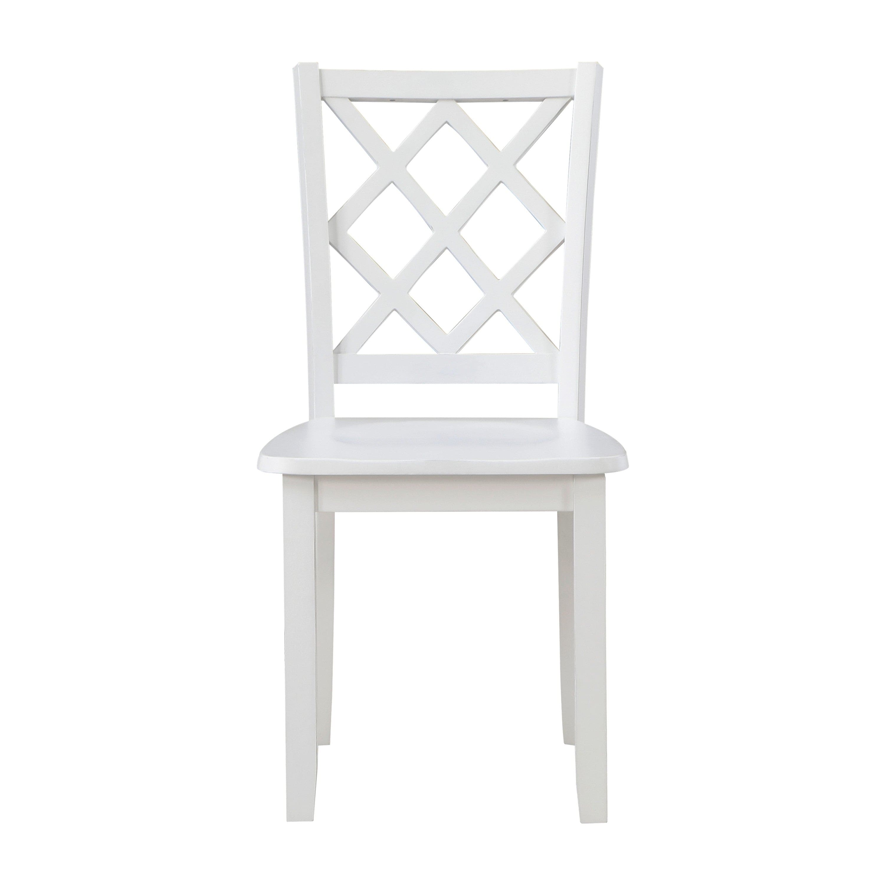 Classic Transitional 5pc Dining Set White Finish Dining Table and Four Side Chairs Set Lattice-Back Wooden Dining Furniture Set