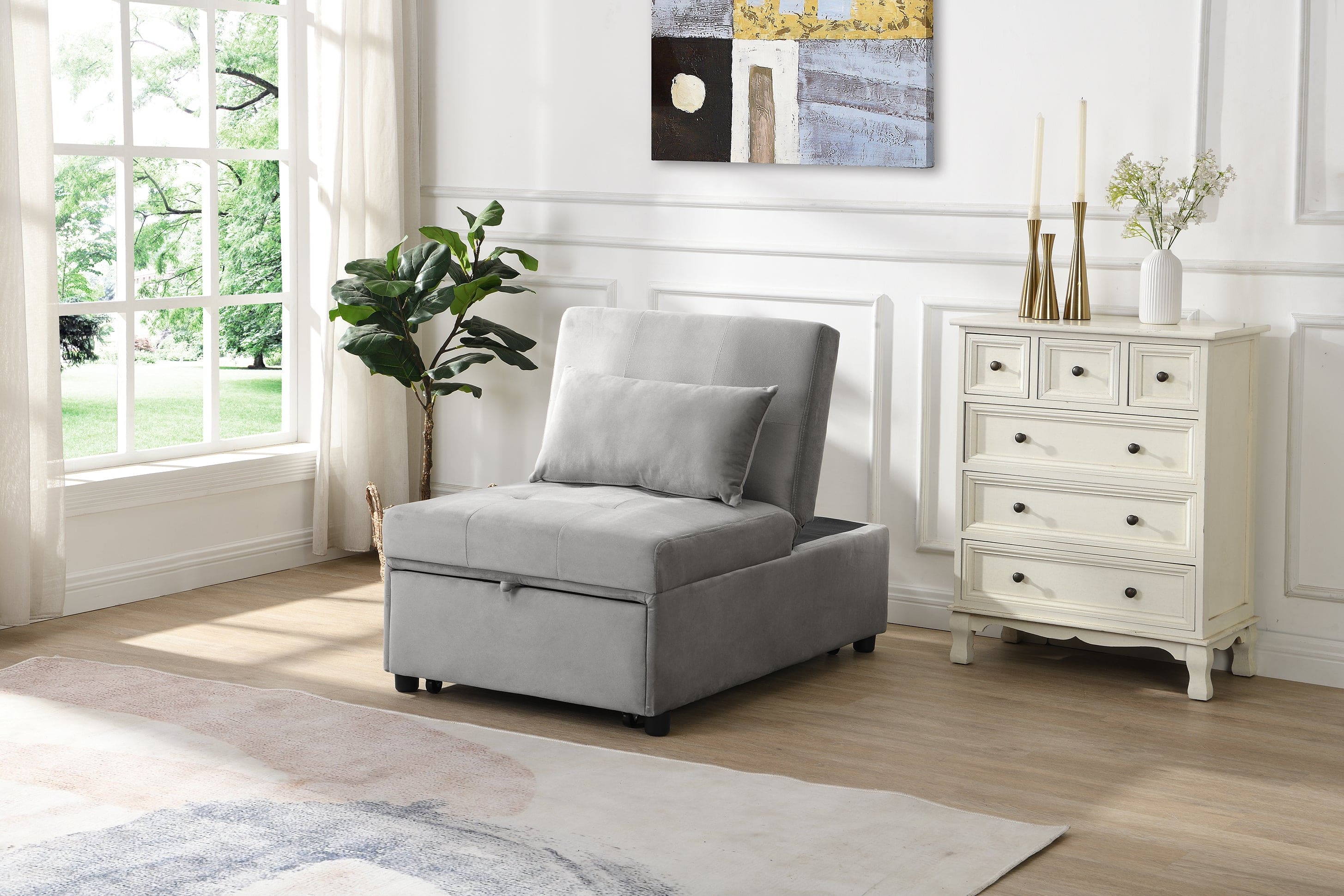 Folding Ottoman Sofa Bed  Gray