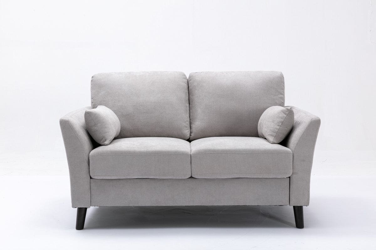 Damian Light Gray Velvet Fabric Loveseat