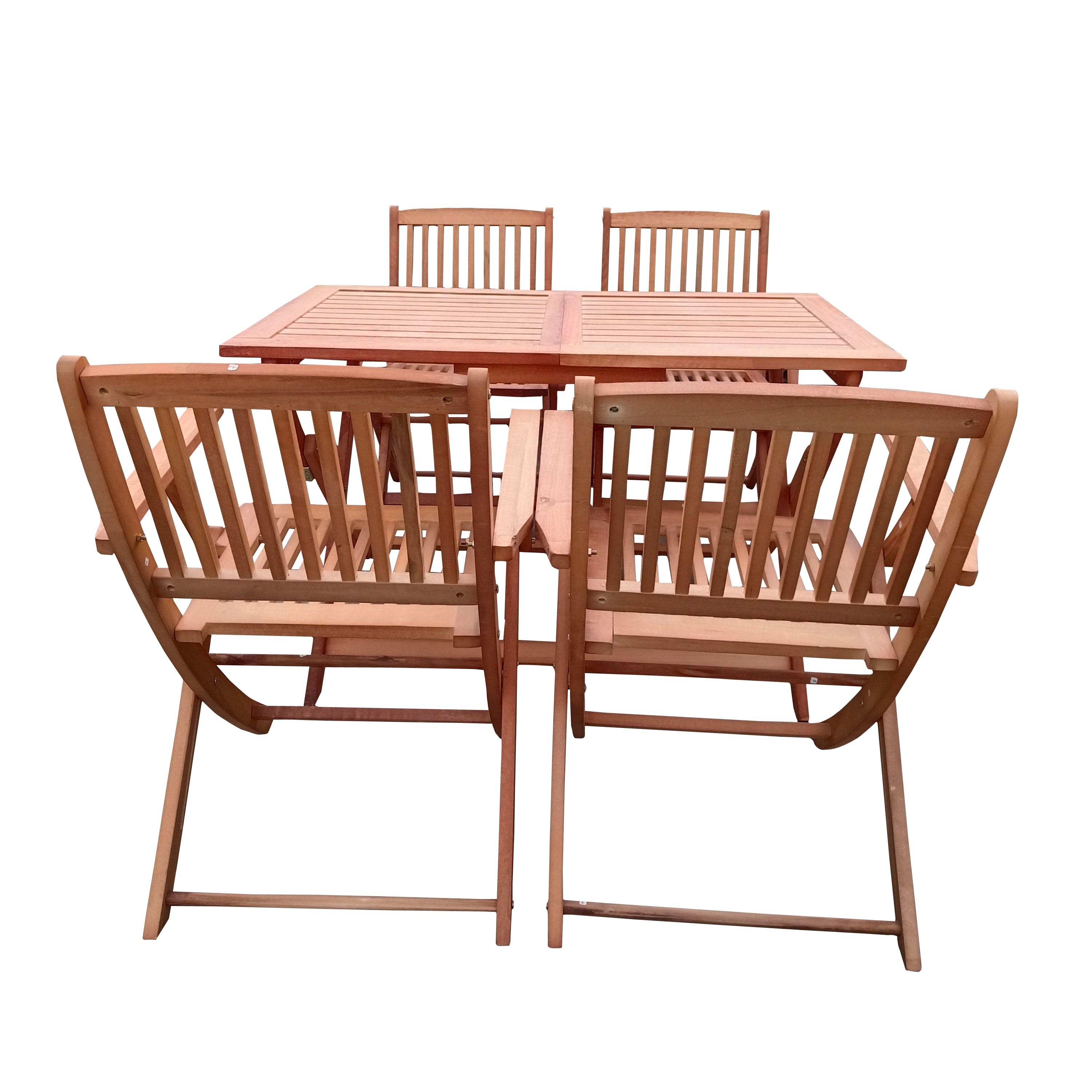 Foldable Patio Dining Set, 4 Folding Chairs & 1 Dining Table, Indoor and outdoor universal,Teak