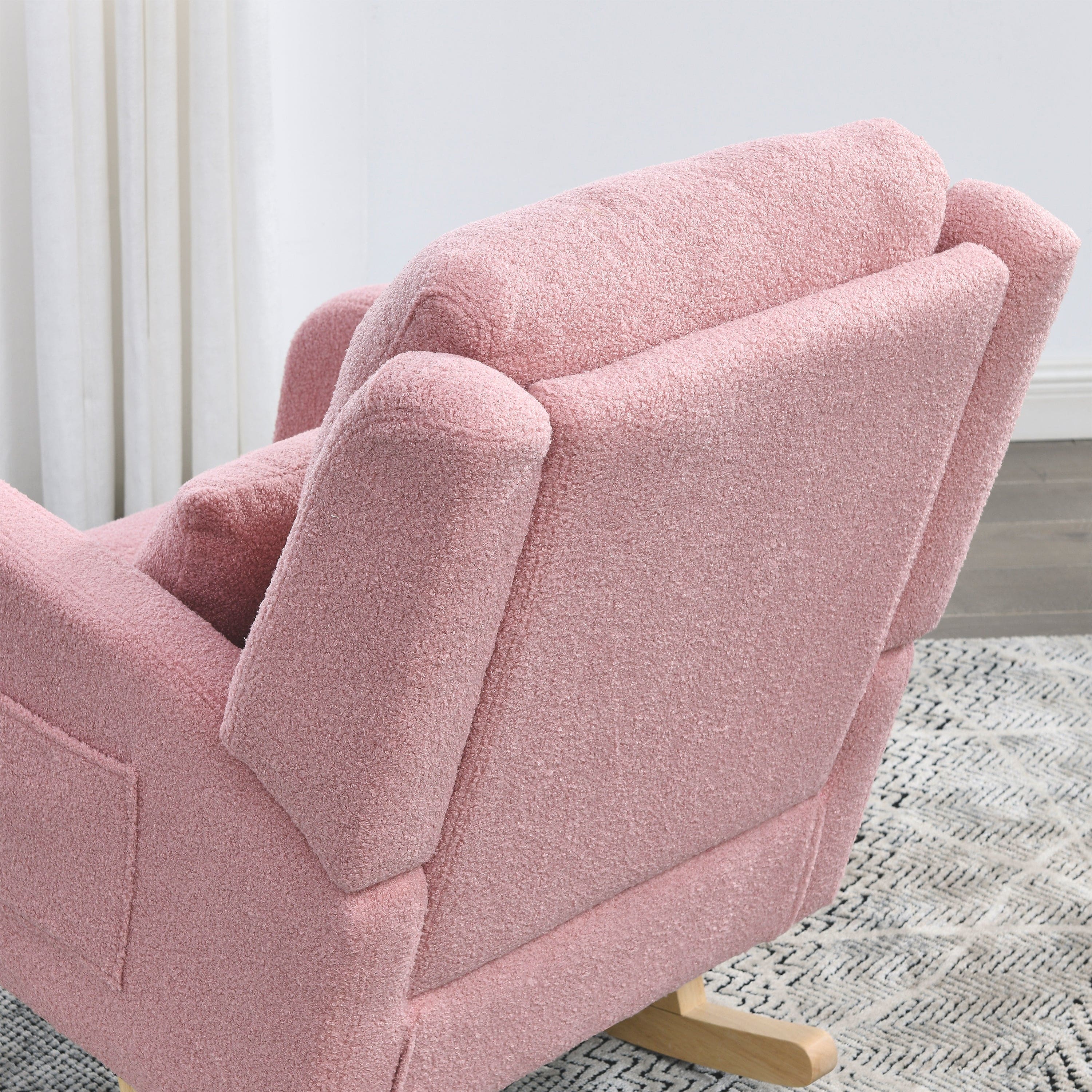 [Video] Welike 27.5 "W Modern Accent High Back Living Room Casual Armchair Rocker with One Lumbar Pillow, Two Side Pockets,Teddy.