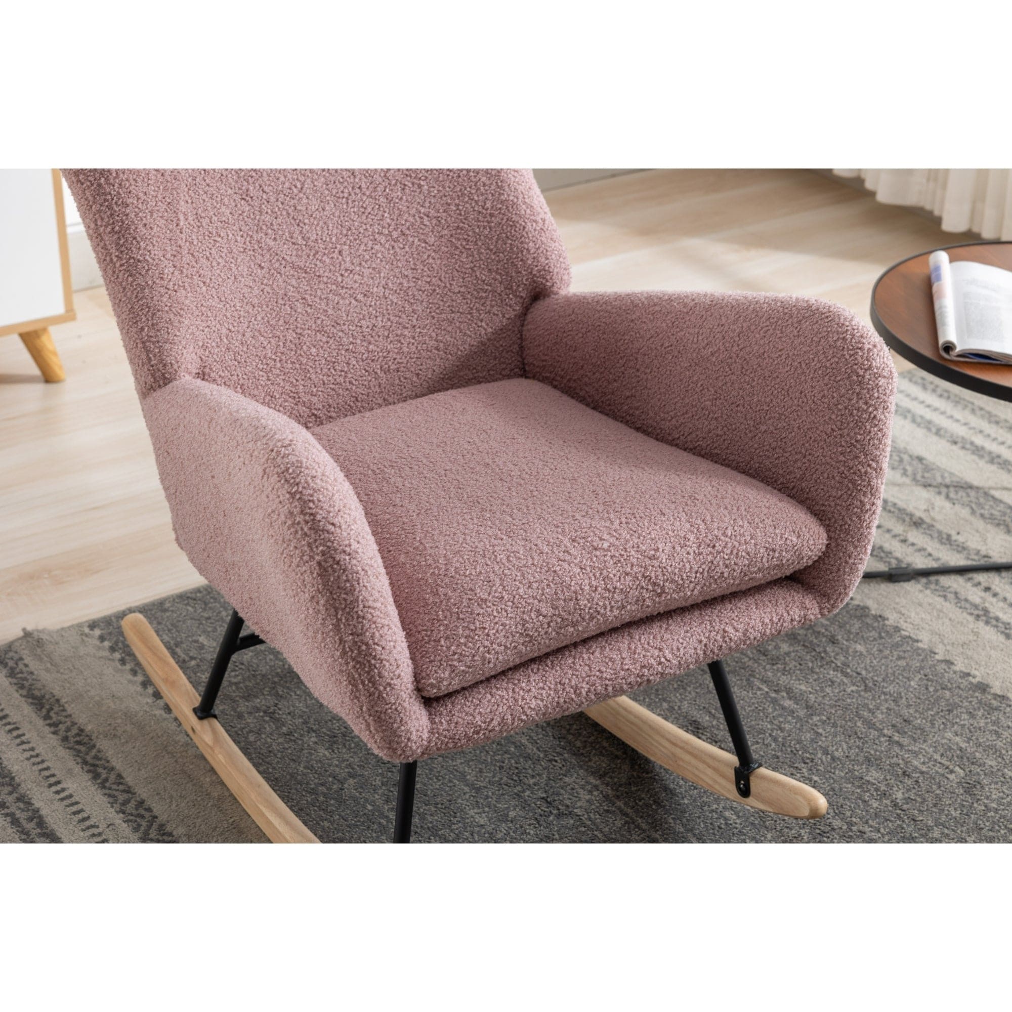 35.5 inch Rocking Chair with Pocket, (pink)