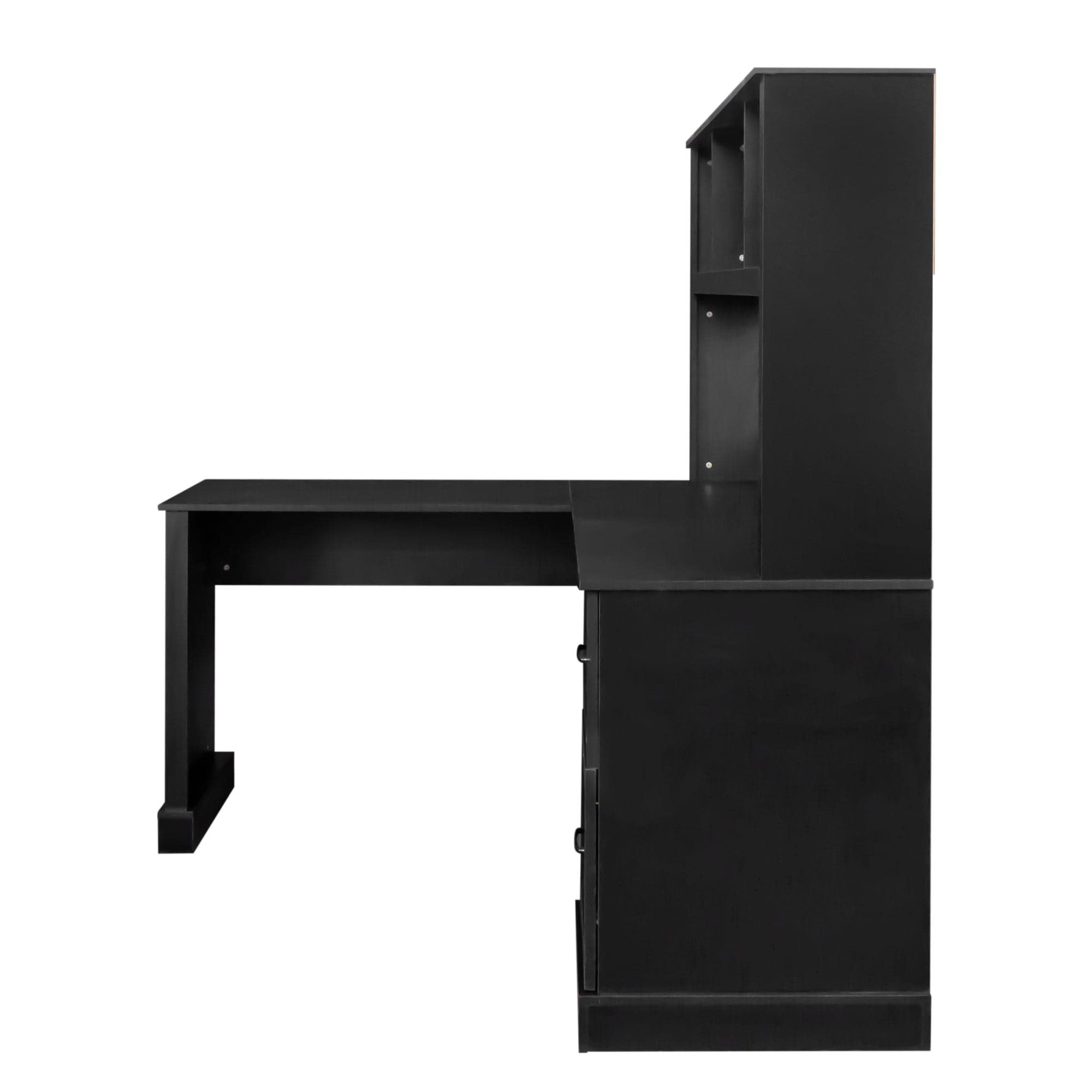 Home Office Computer Desk with Hutch, Antiqued Black finish