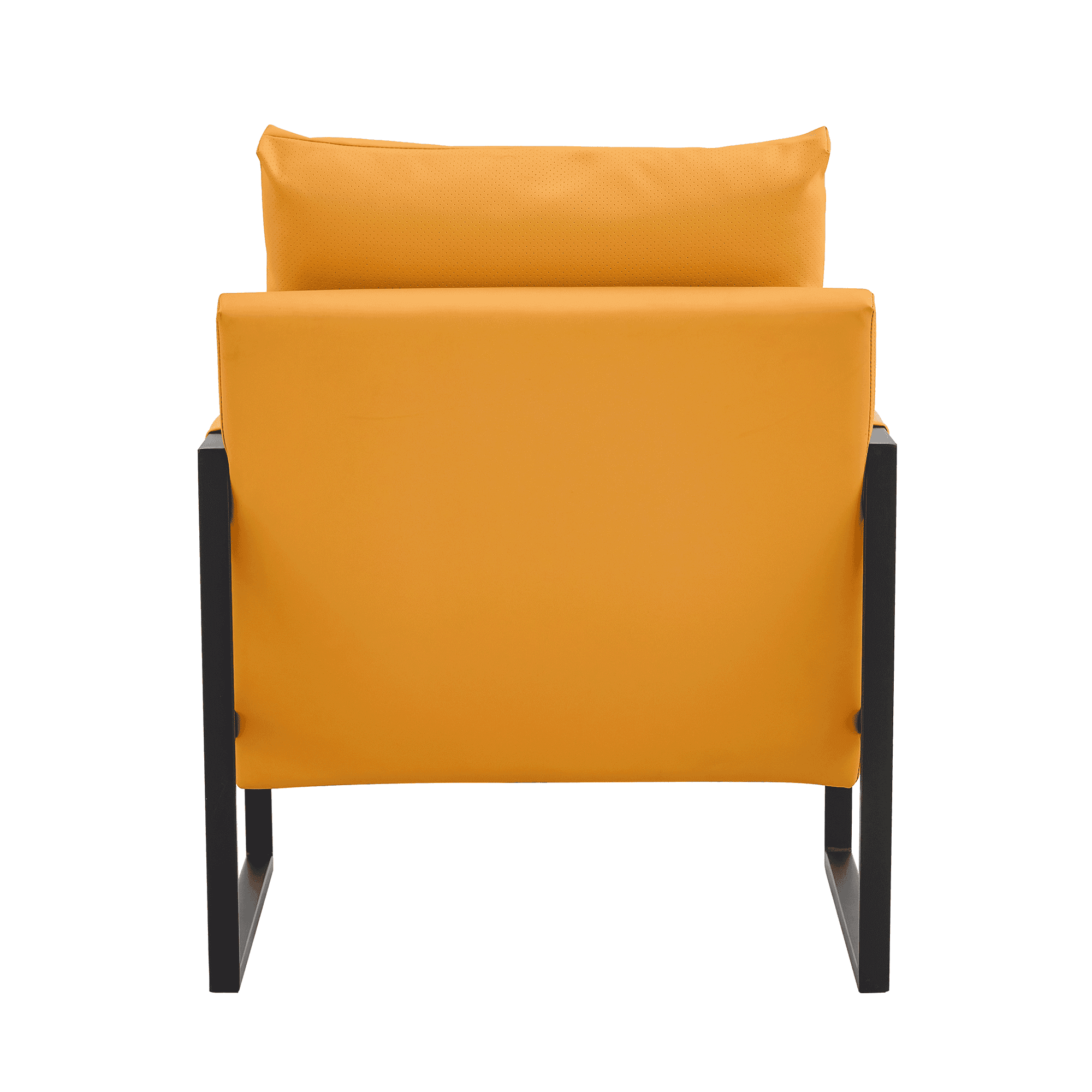 PU Leather Accent Arm Chair Mid Century Upholstered Armchair with Metal Frame Extra-Thick Padded Backrest and Seat Cushion Sofa Chairs for Living Room ( orange PU Leather + Metal Frame + Foam)SF-008