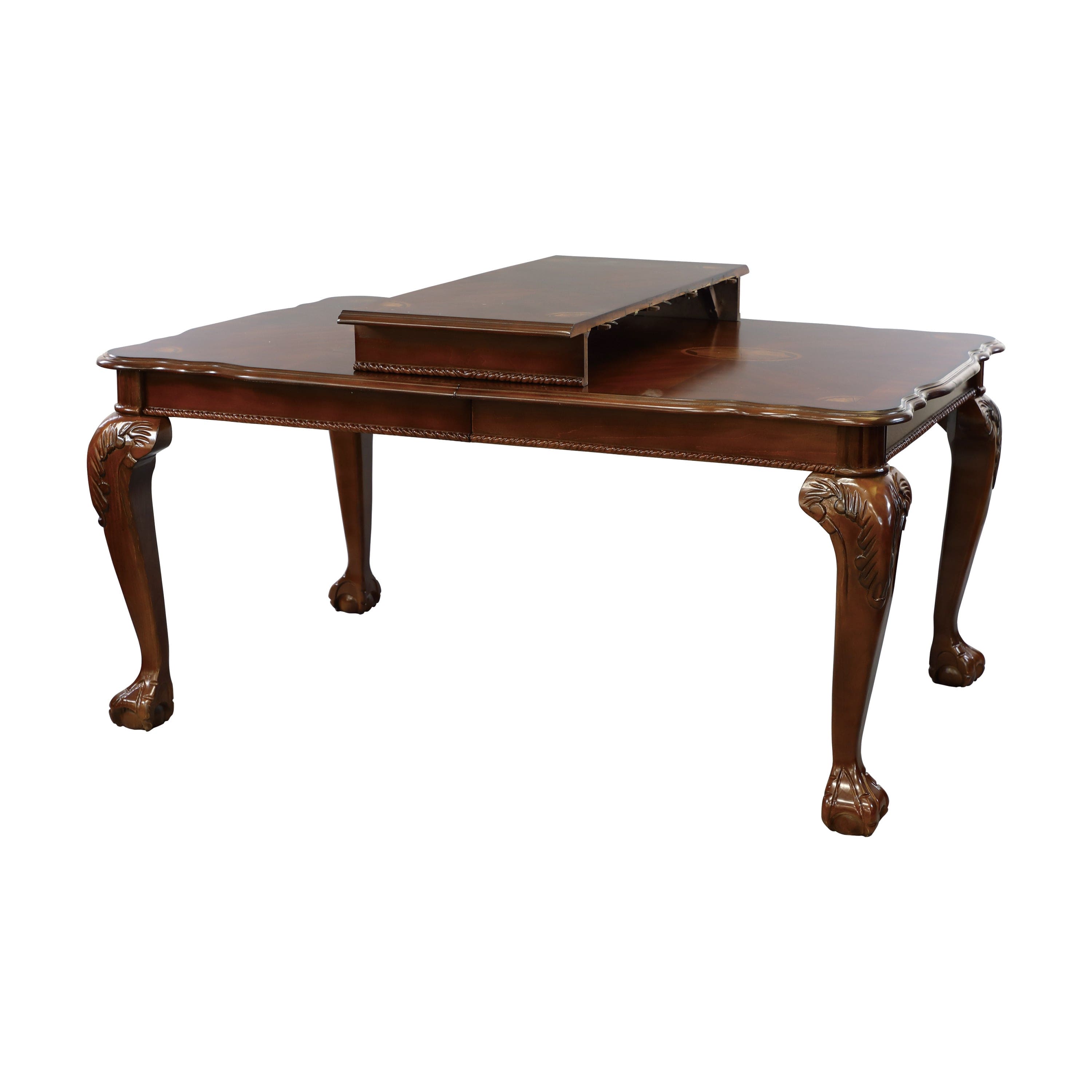 Elegant Design Dark Cherry Finish Dining Table with Removable Extension Leaf Cherry Veneer Wood Dining Furniture