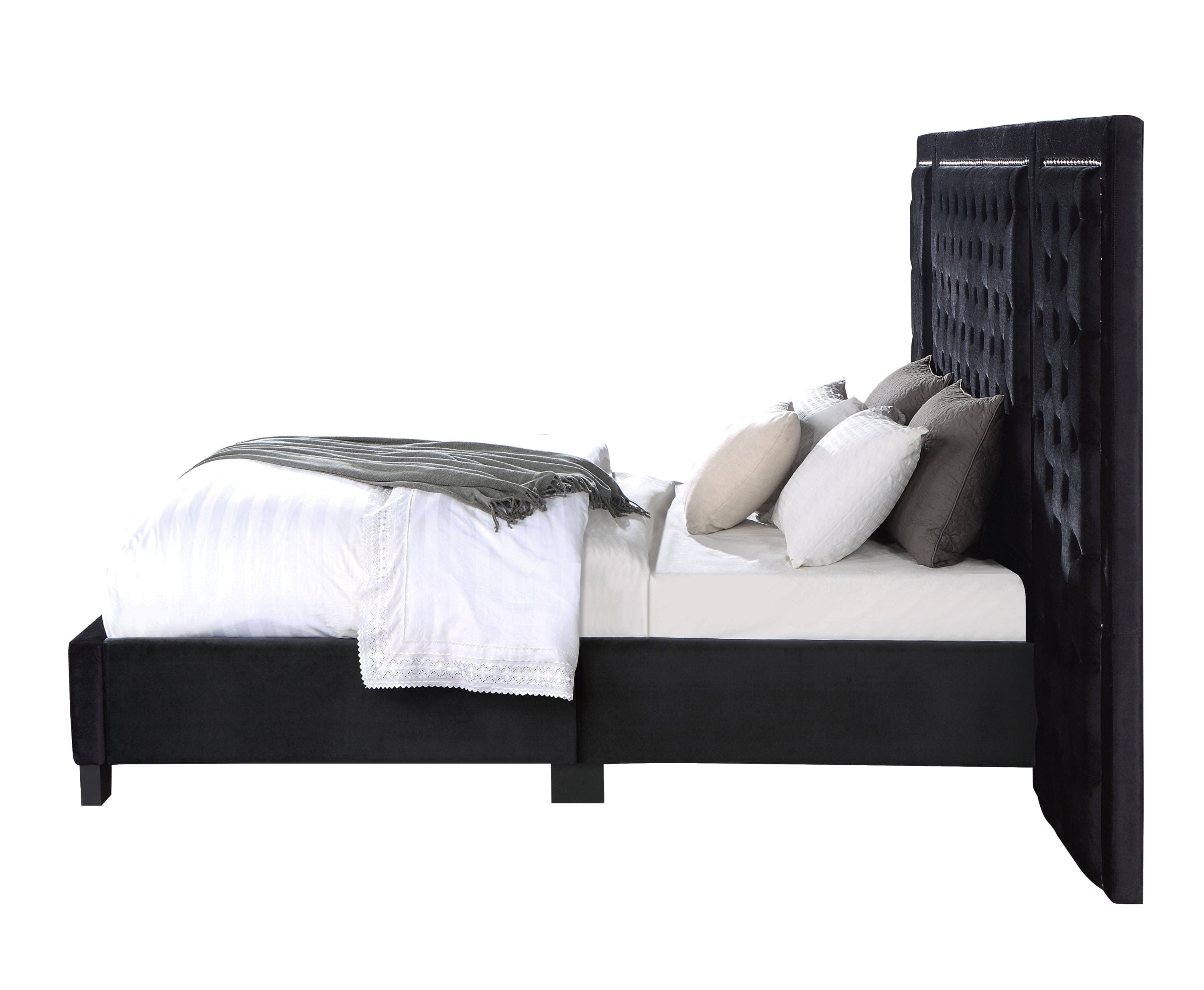 ACME Damazy Eastern King Bed, Black Velvet BD00974EK