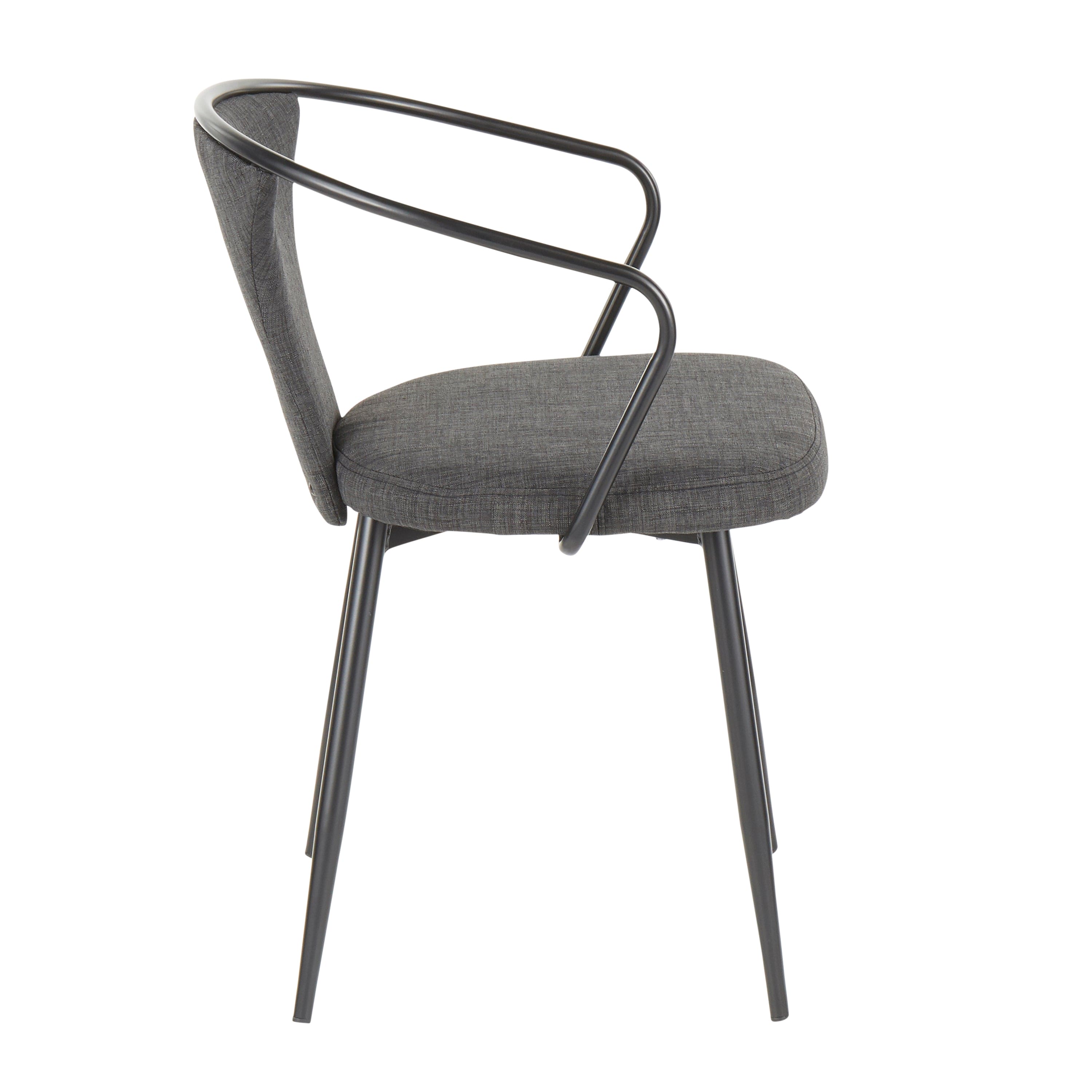 Waco Industrial Upholstered Chair in Black Metal and Dark Grey Fabric by LumiSource.