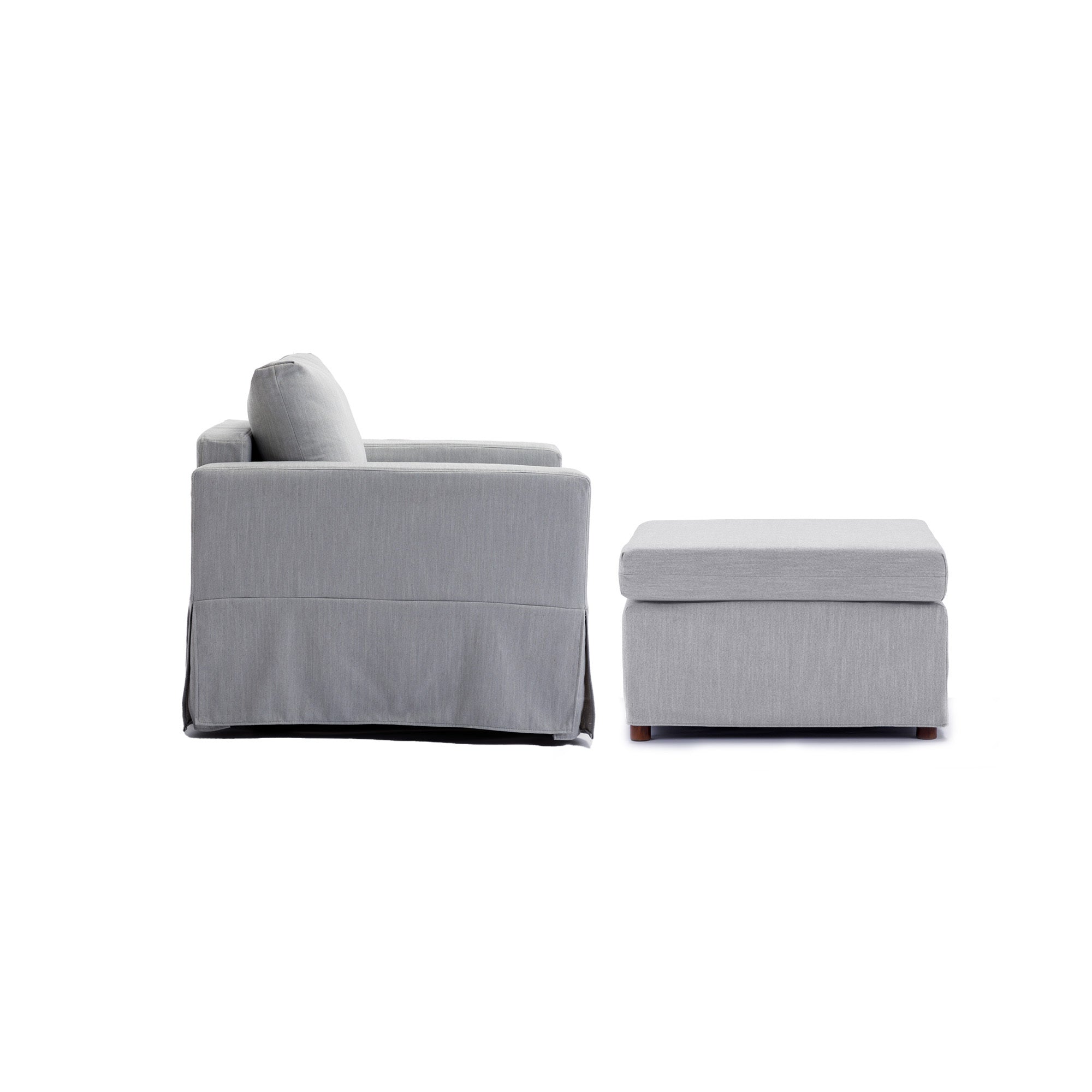 Single Seat Module Sofa Sectional Couch With 1 Ottoman,Cushion Covers Removable and Washable,Light Grey