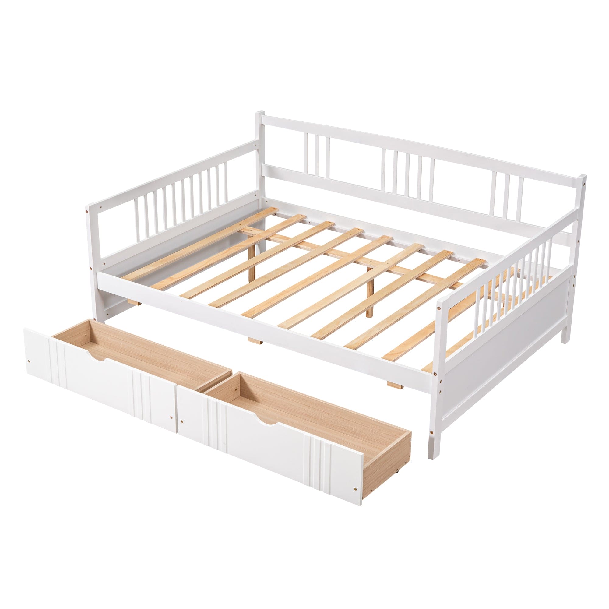 Full Size Daybed Wood Bed with Two Drawers,White(OLD  SKU:LP000058AAK)