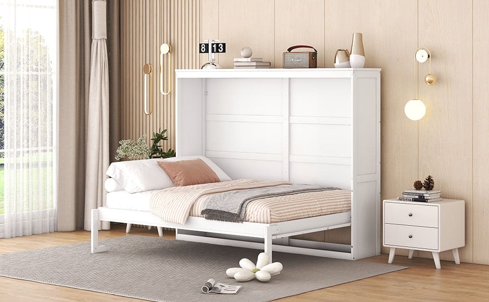 Full Size Murphy Bed Wall Bed,White