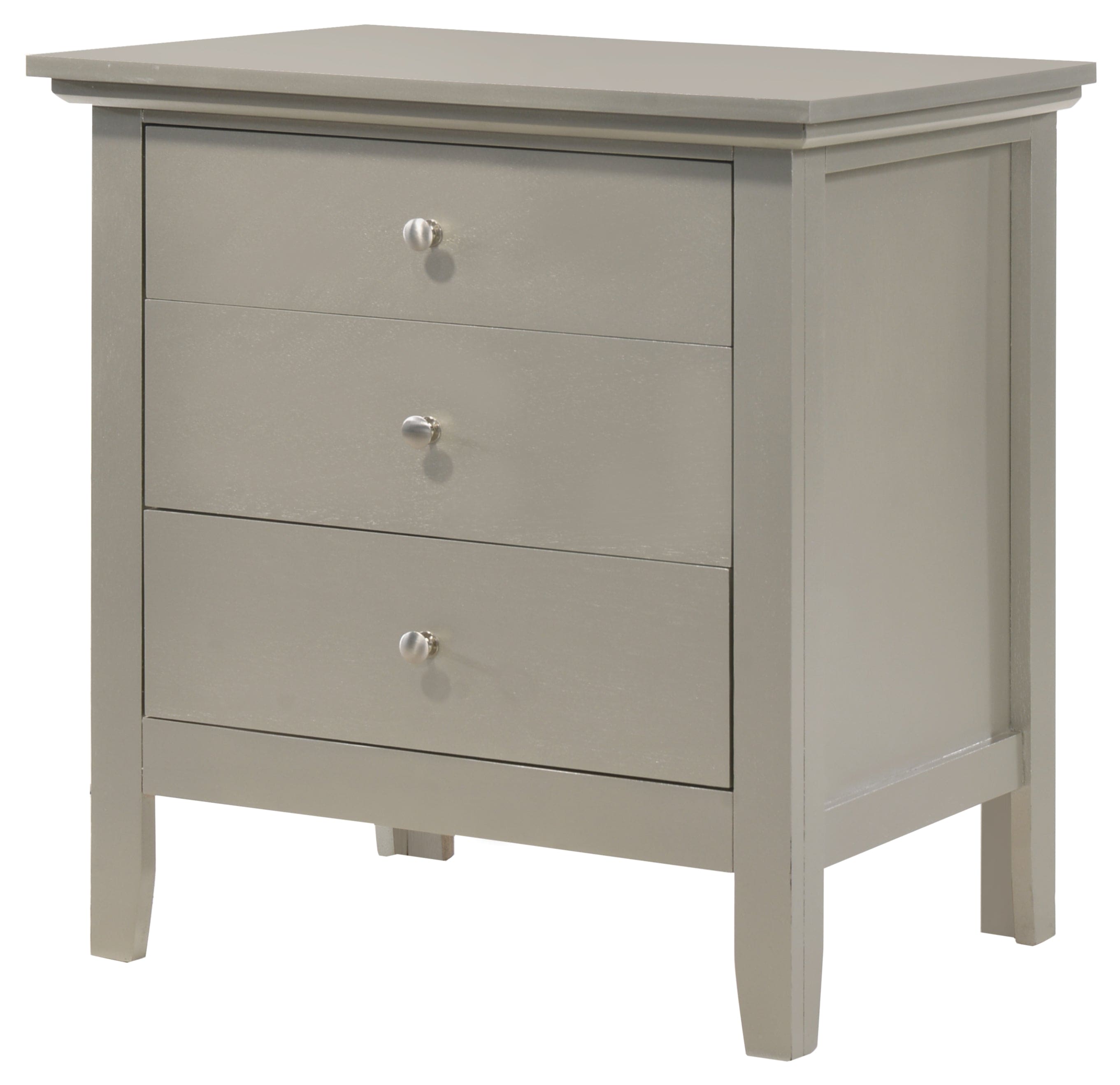 Glory Furniture Hammond G5403-N 3 Drawer Nightstand , Silver Champagne