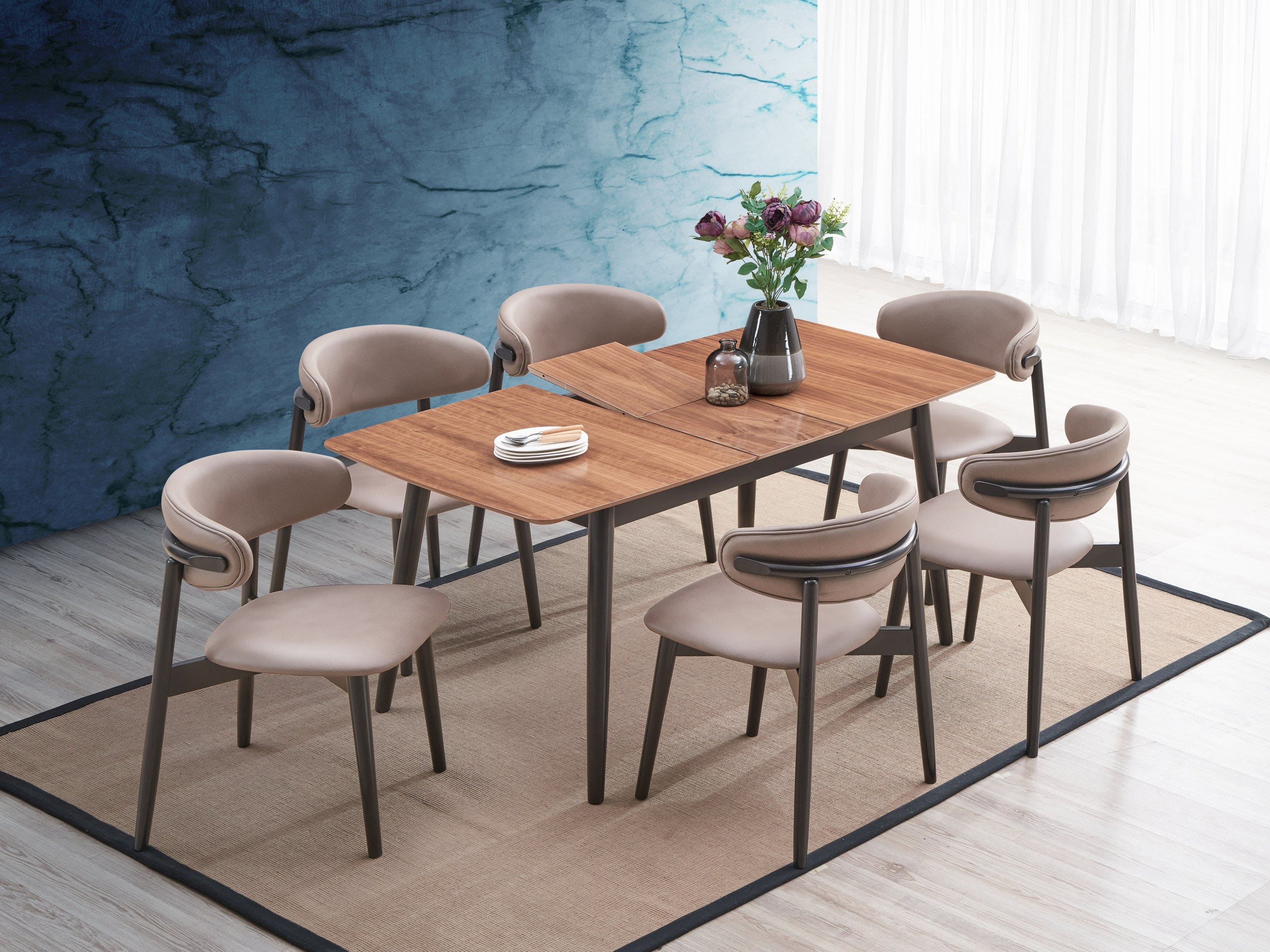 ACME Lanae Dining Table, Natural & Black Finish DN02364