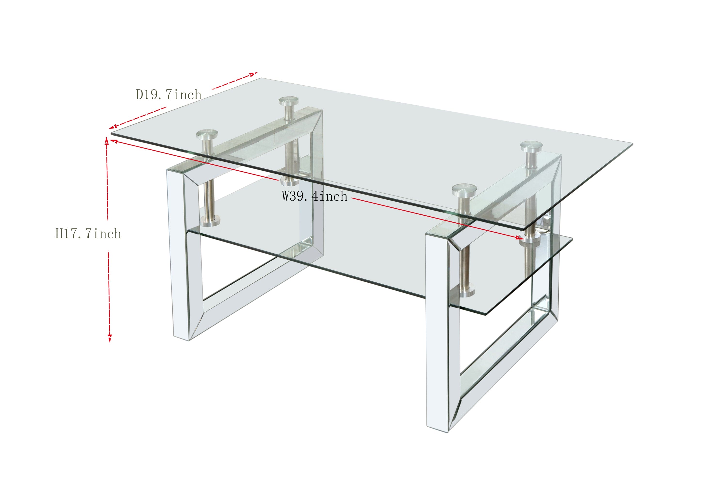 W 39.4" X D 19.7 " X H 17.7" Transparent tempered glass coffee table, coffee table