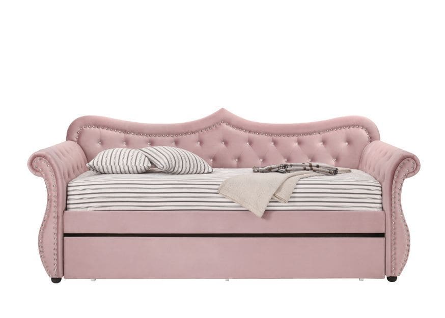 ACME Adkins Daybed & Trundle, Pink Velvet 39420