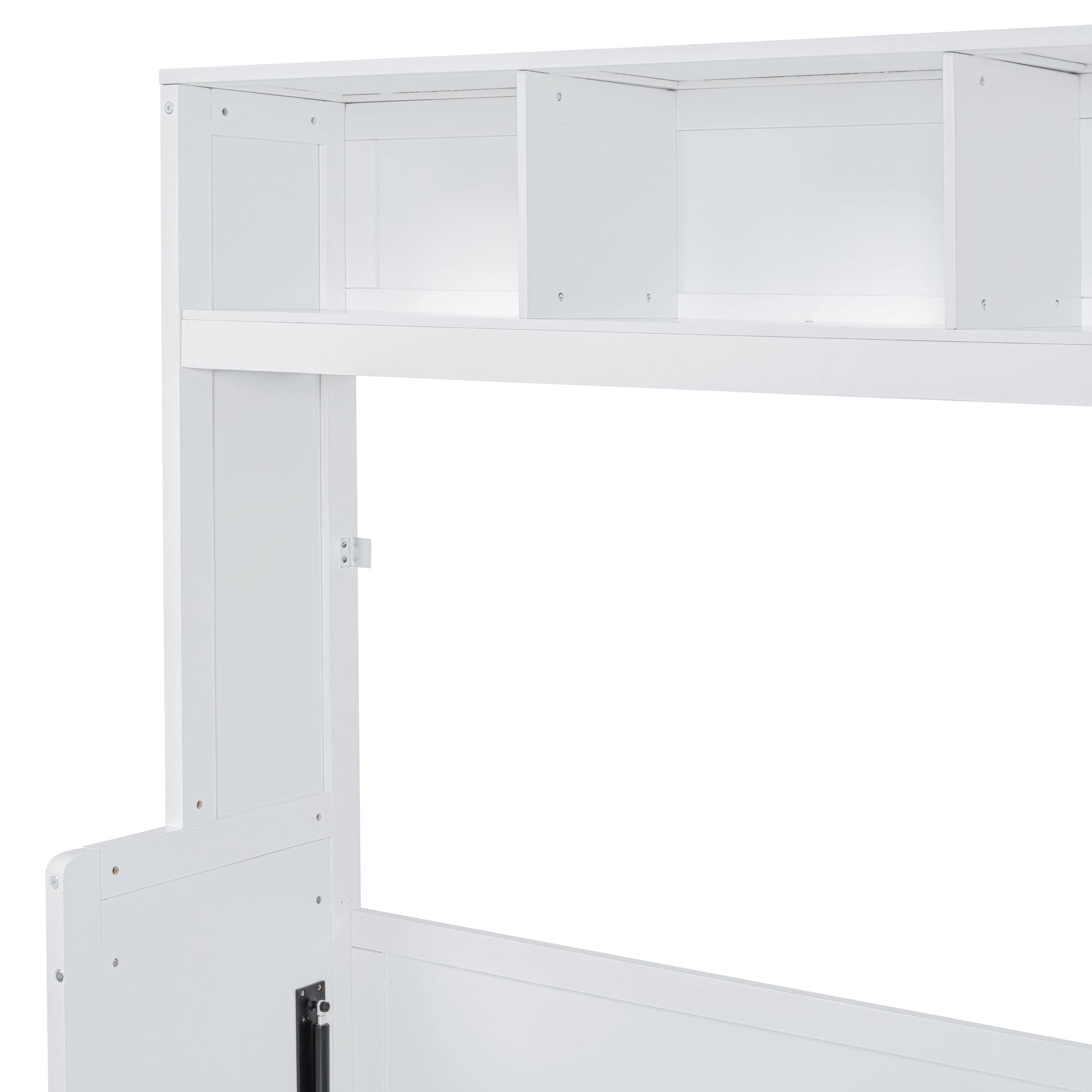 Queen Size Murphy Bed Wall Bed with Closet and Drawers,White