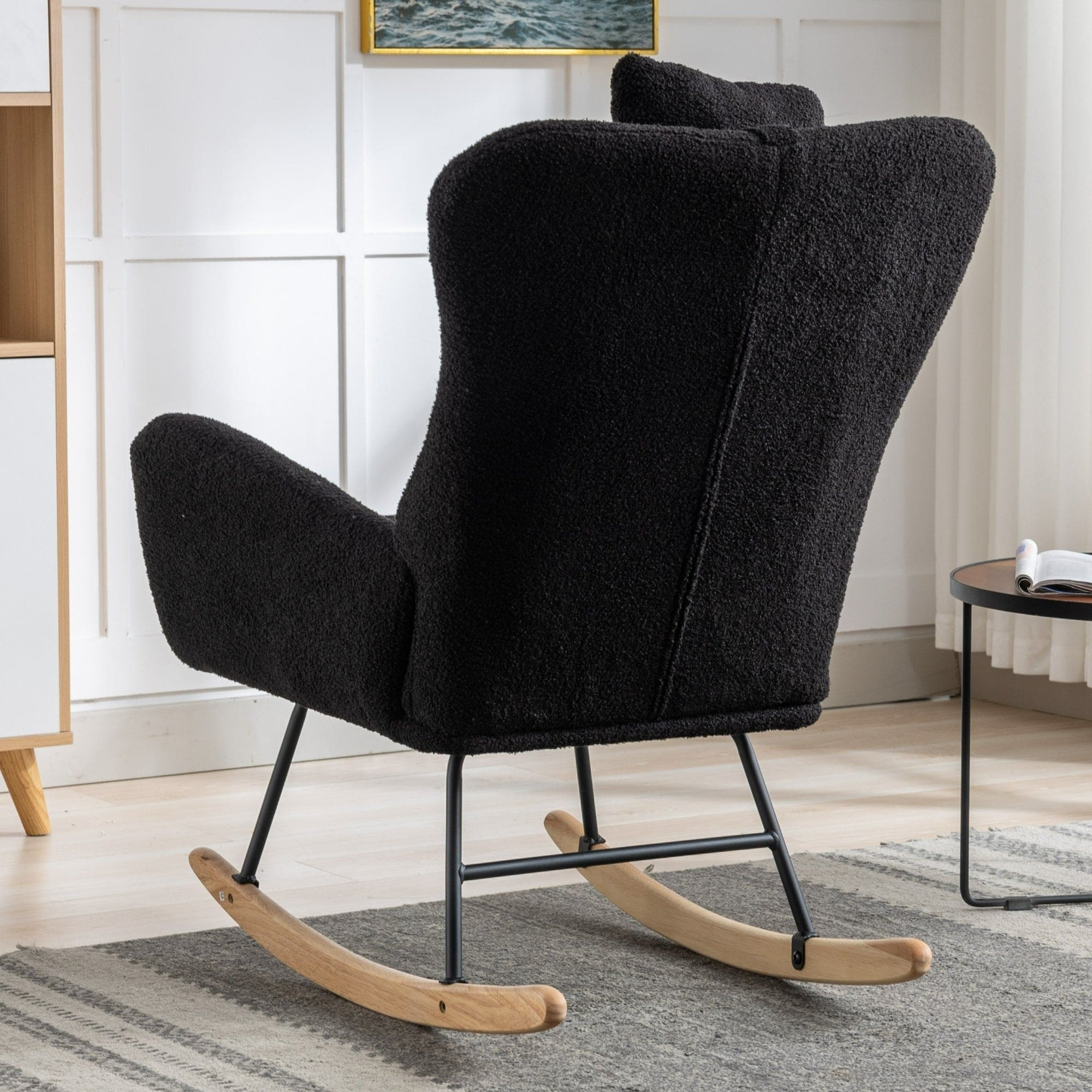 35.5 inch Rocking Chair with Pocket, (black)