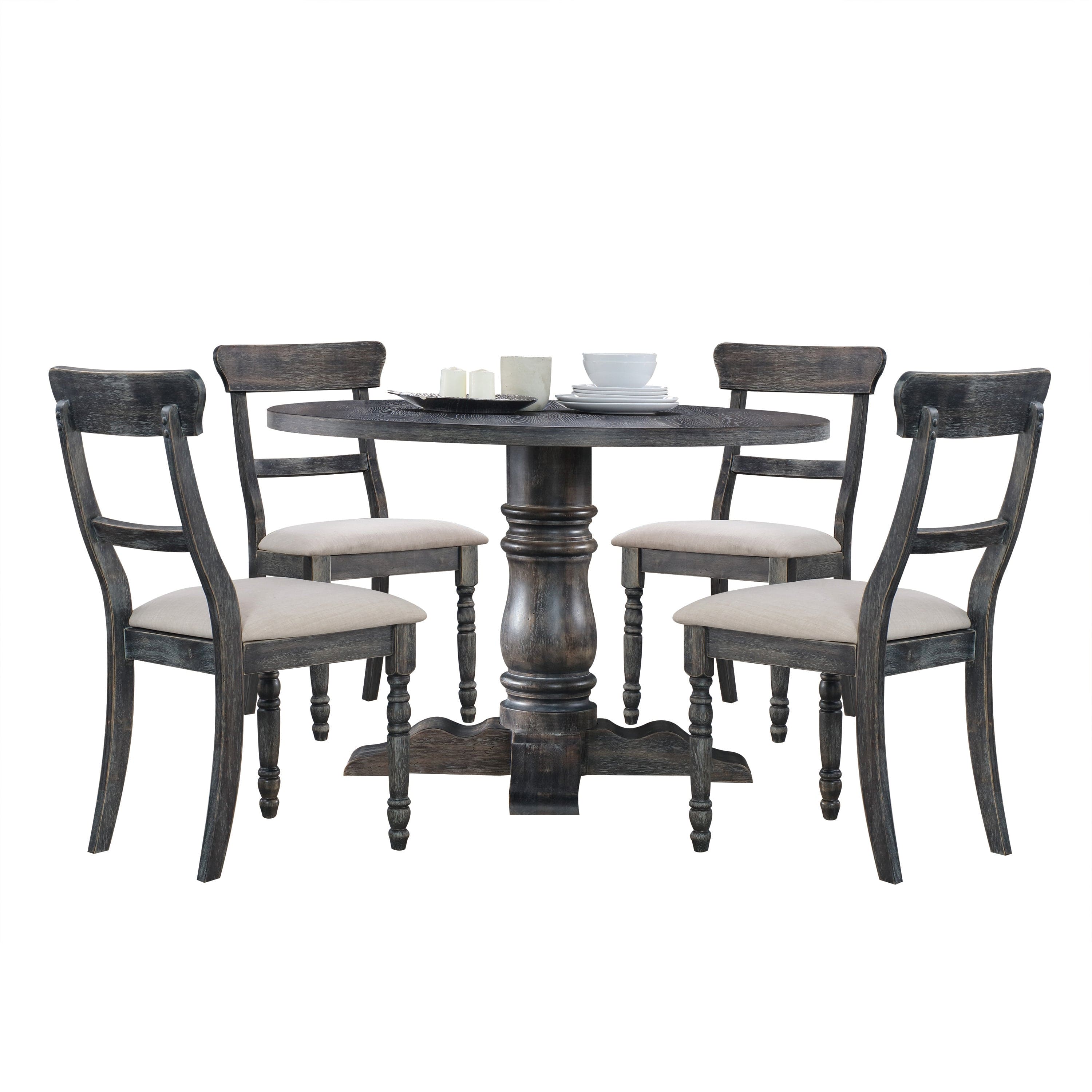 ACME Leventis Dining Table in Weathered Gray 74640