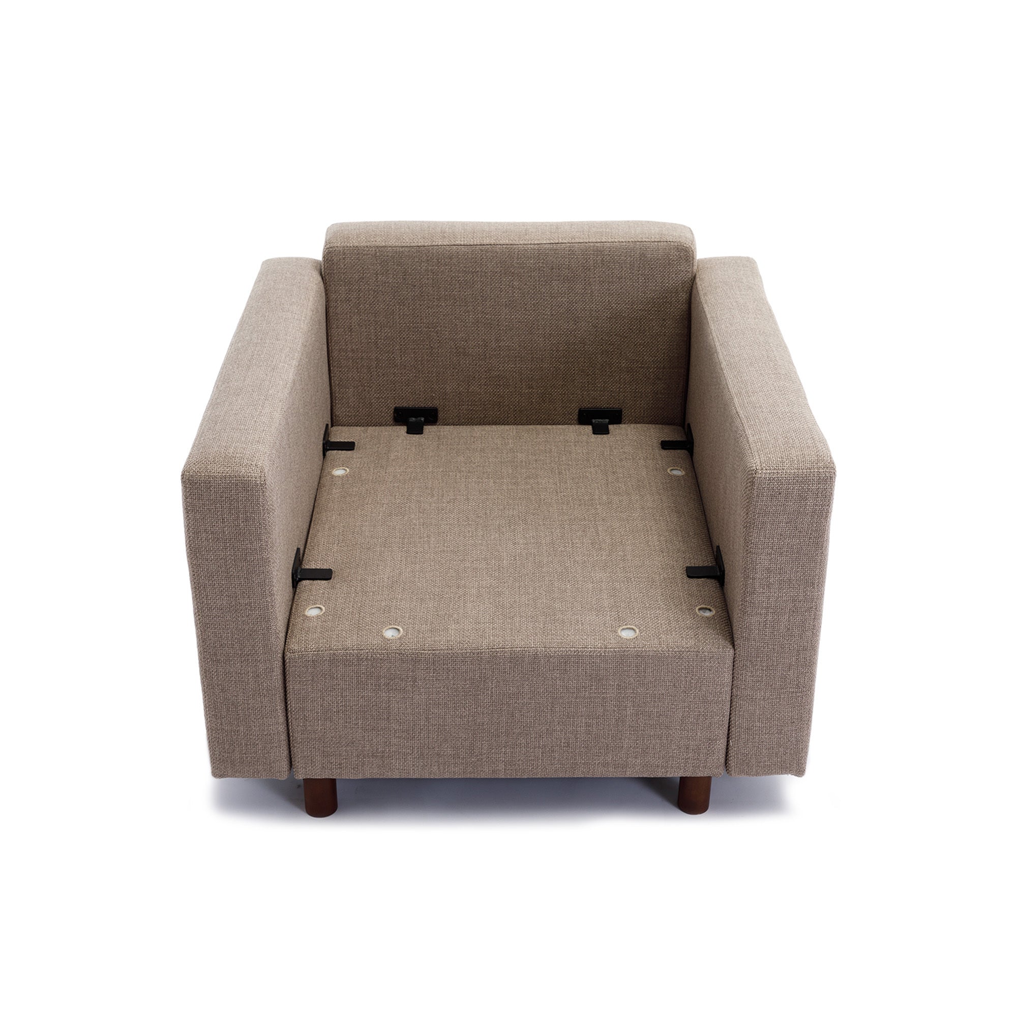 Single Seat Module Sofa Sectional Couch,Cushion Covers Non-removable and Non-Washable,Linen fabric and comfy cushion wood legs,Brown