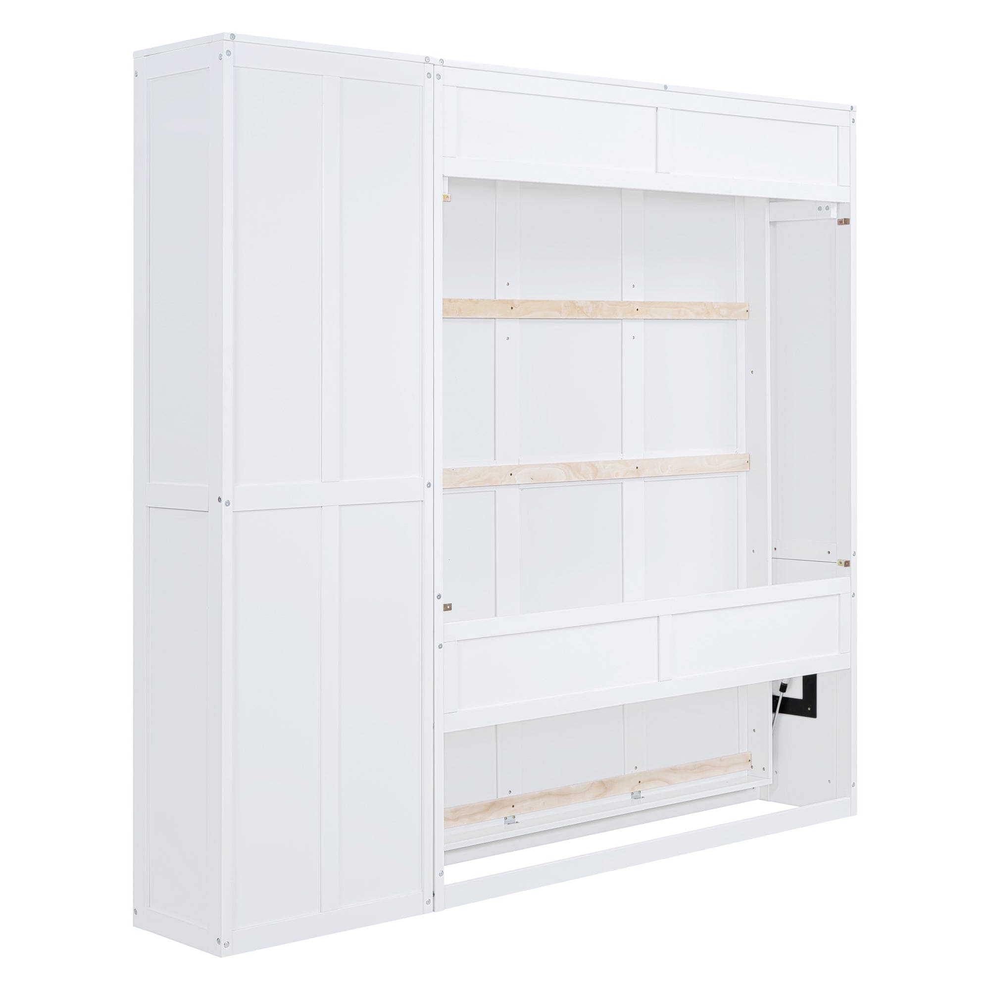 Queen Size Murphy Bed Wall Bed with Shelves,White