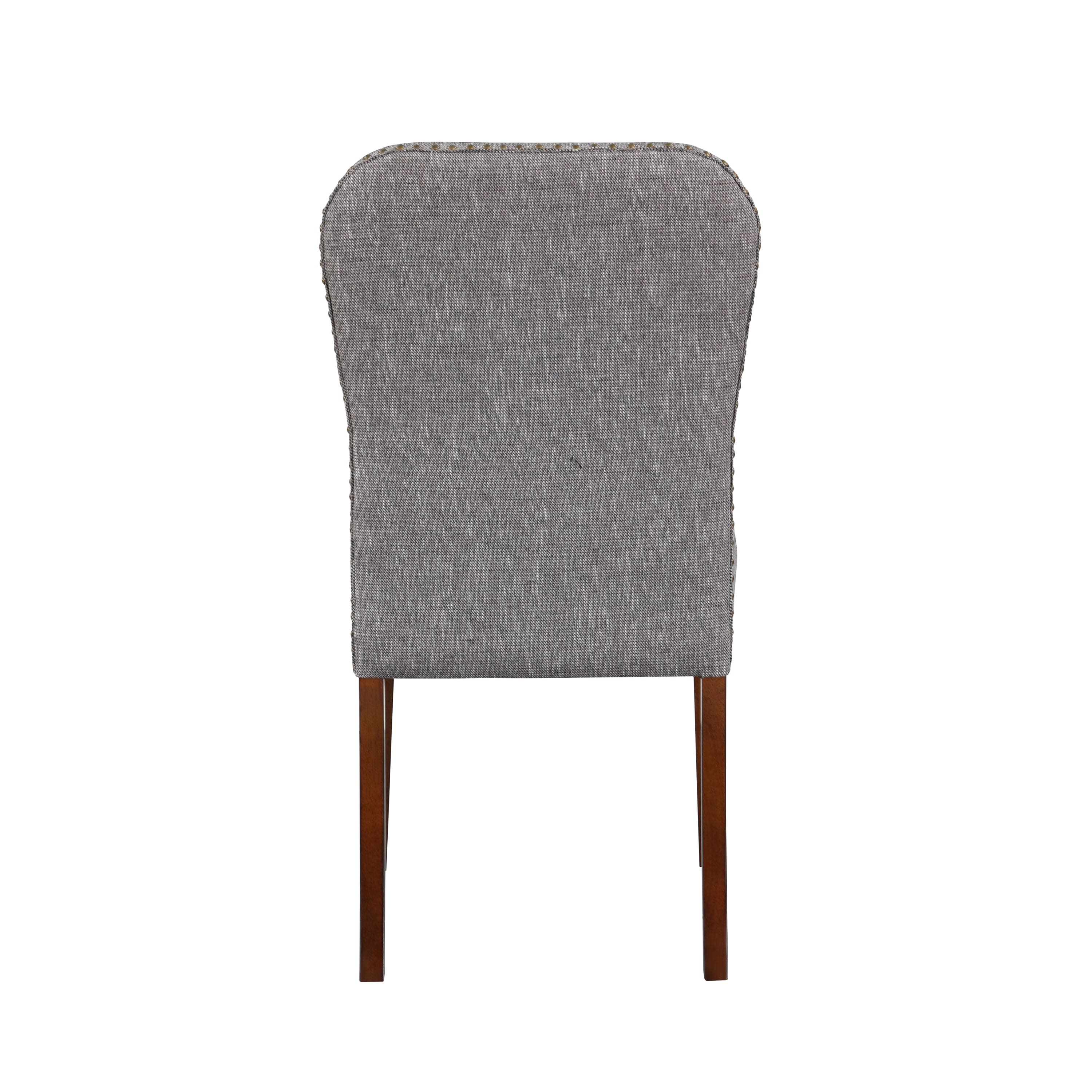 Sophia Ashen Grey Dining Chair in Performance Fabric with Nail Heads - Set of 2