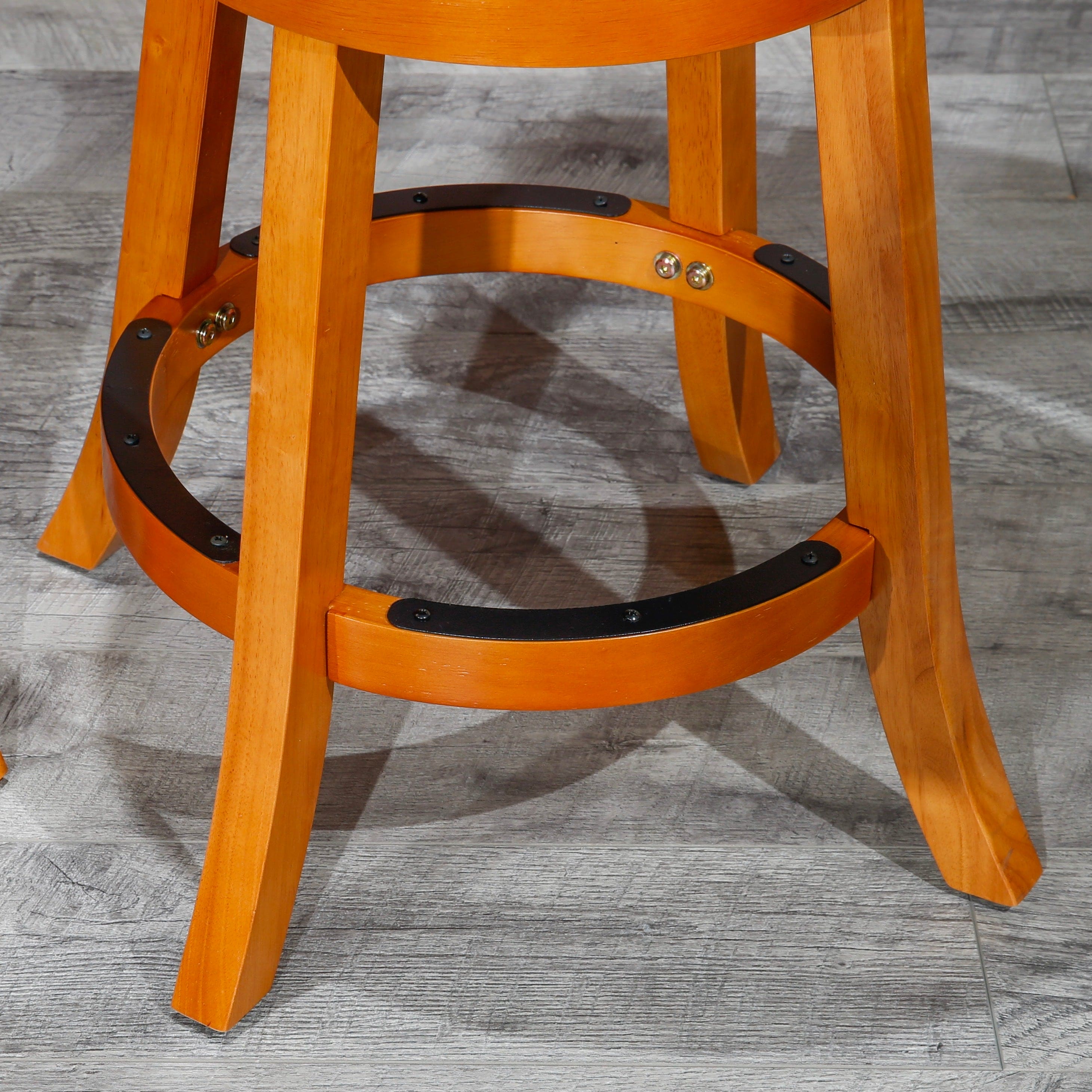 30" Bar Stool, Natural Finish, Beige Fabric Seat