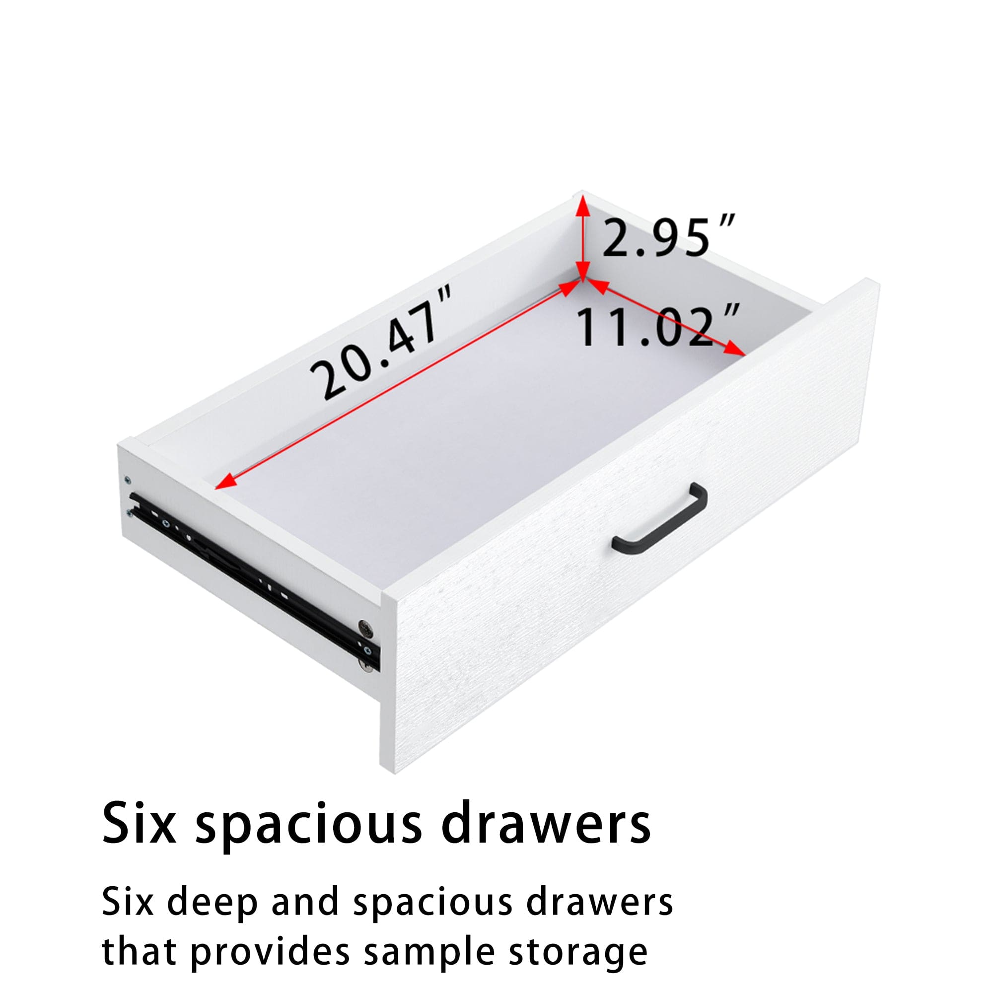 WOOD MDF BOARDS, 6 Drawers Dresser, WHITE