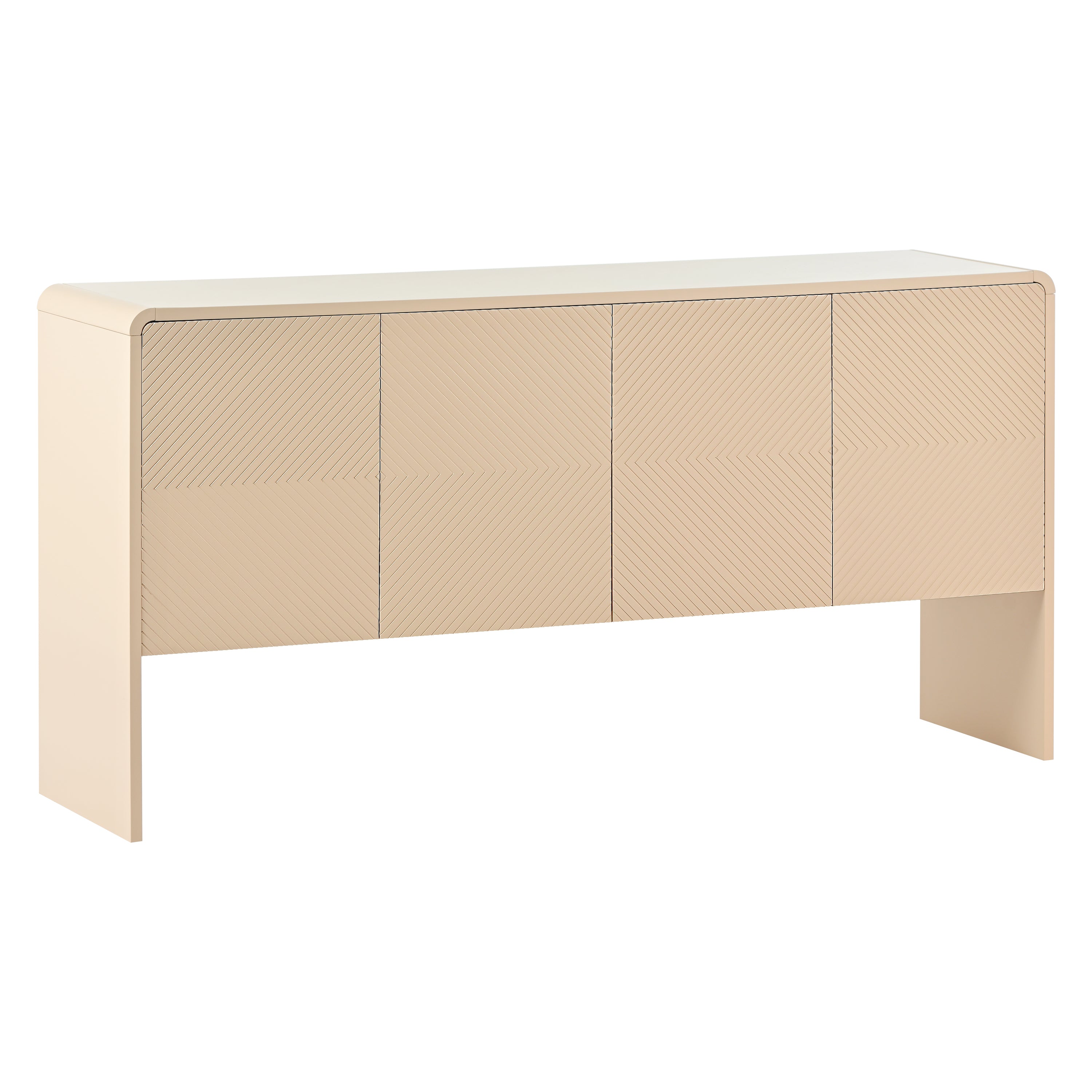 TREXM Minimalist Style 60"L Large Storage Space Sideboard with 4 Doors and Rebound Device for Living Room and Entryway (Apricot Cream)