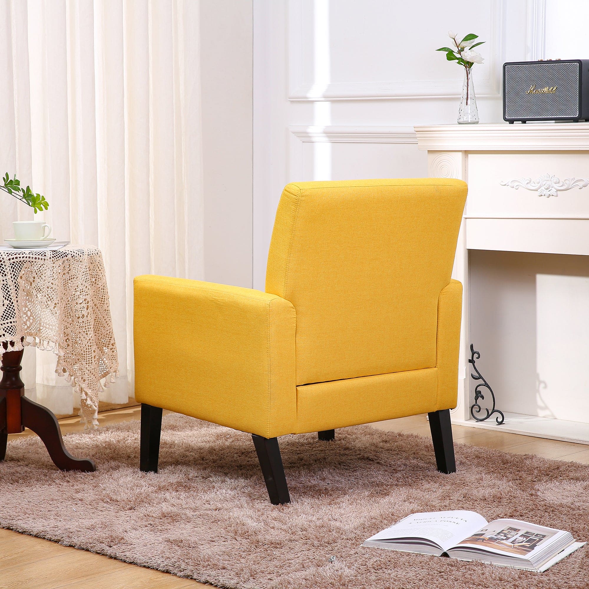 Downloads: 20 
Fabric Accent Chair for Living Room, Bedroom Button Tufted Upholstered Comfy Reading Accent Chairs Sofa (Yellow)