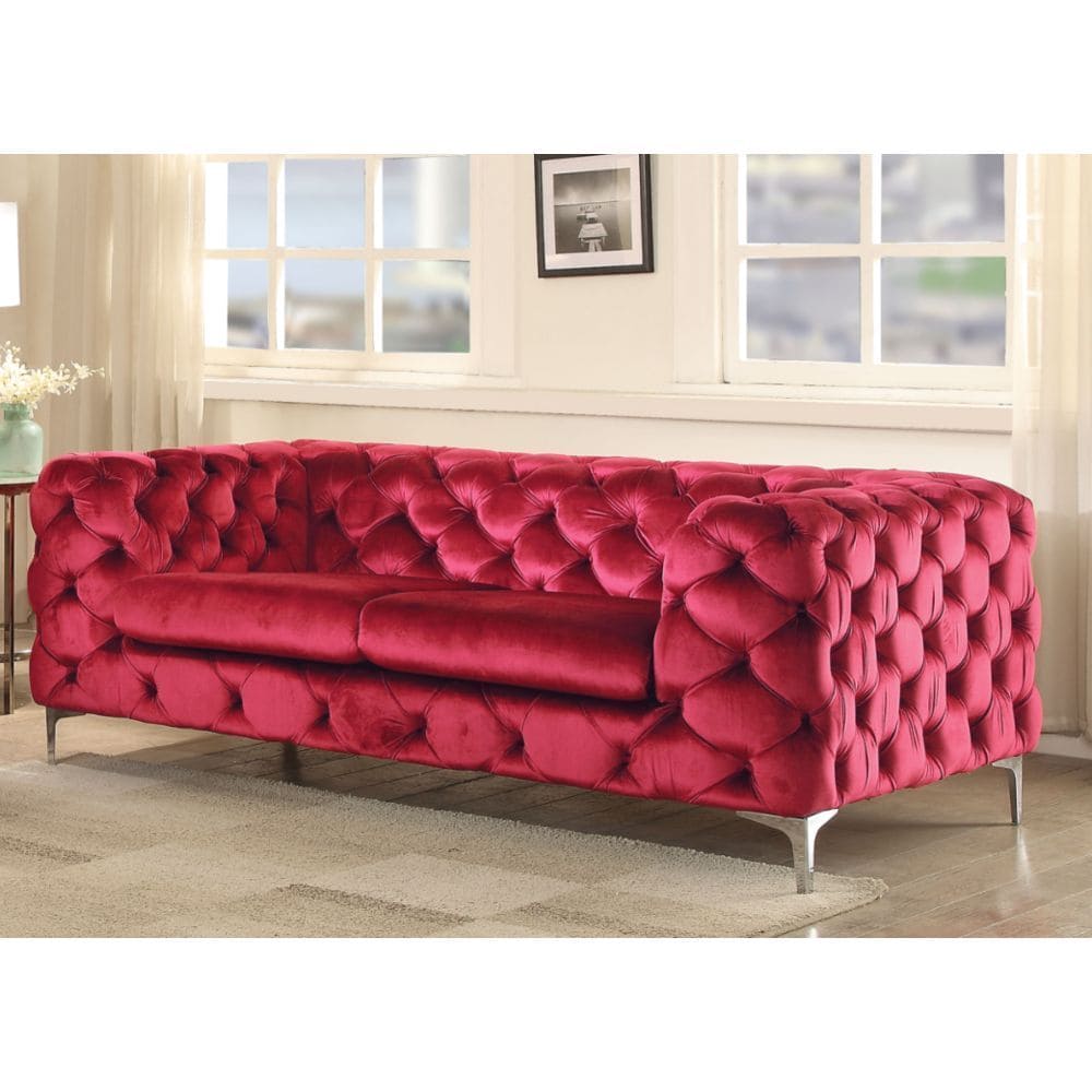 ACME Adam Loveseat in Red Velvet 52796