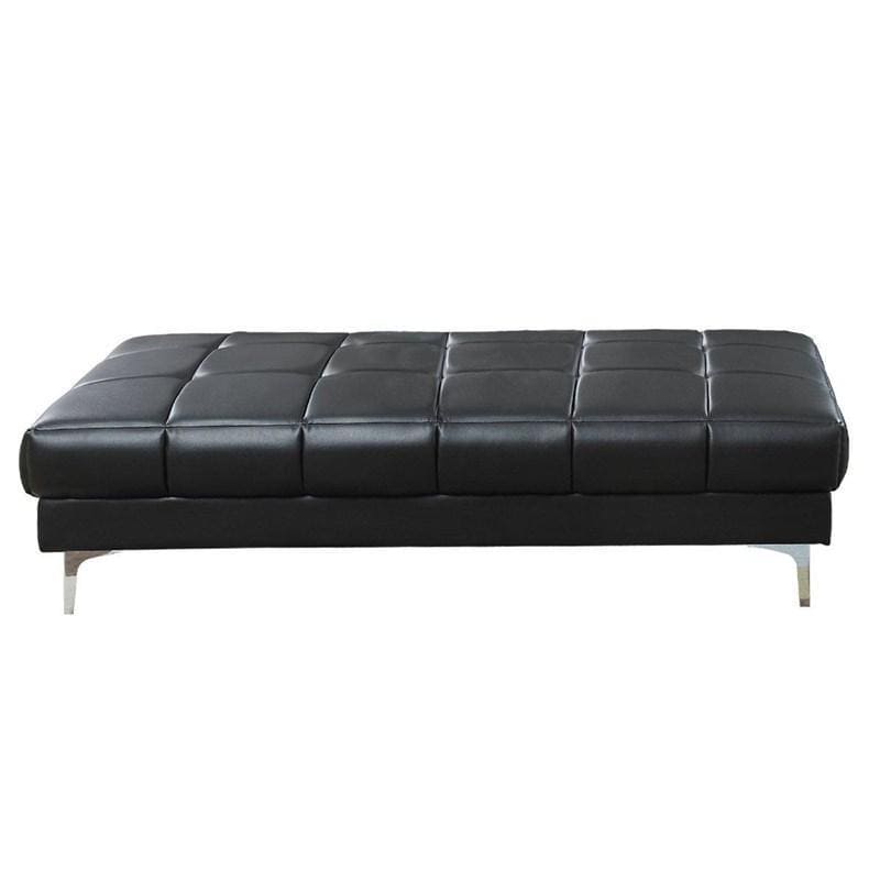 Black Bonded Leather Extra large Ottoman Metal Legs 1pc Ottoman