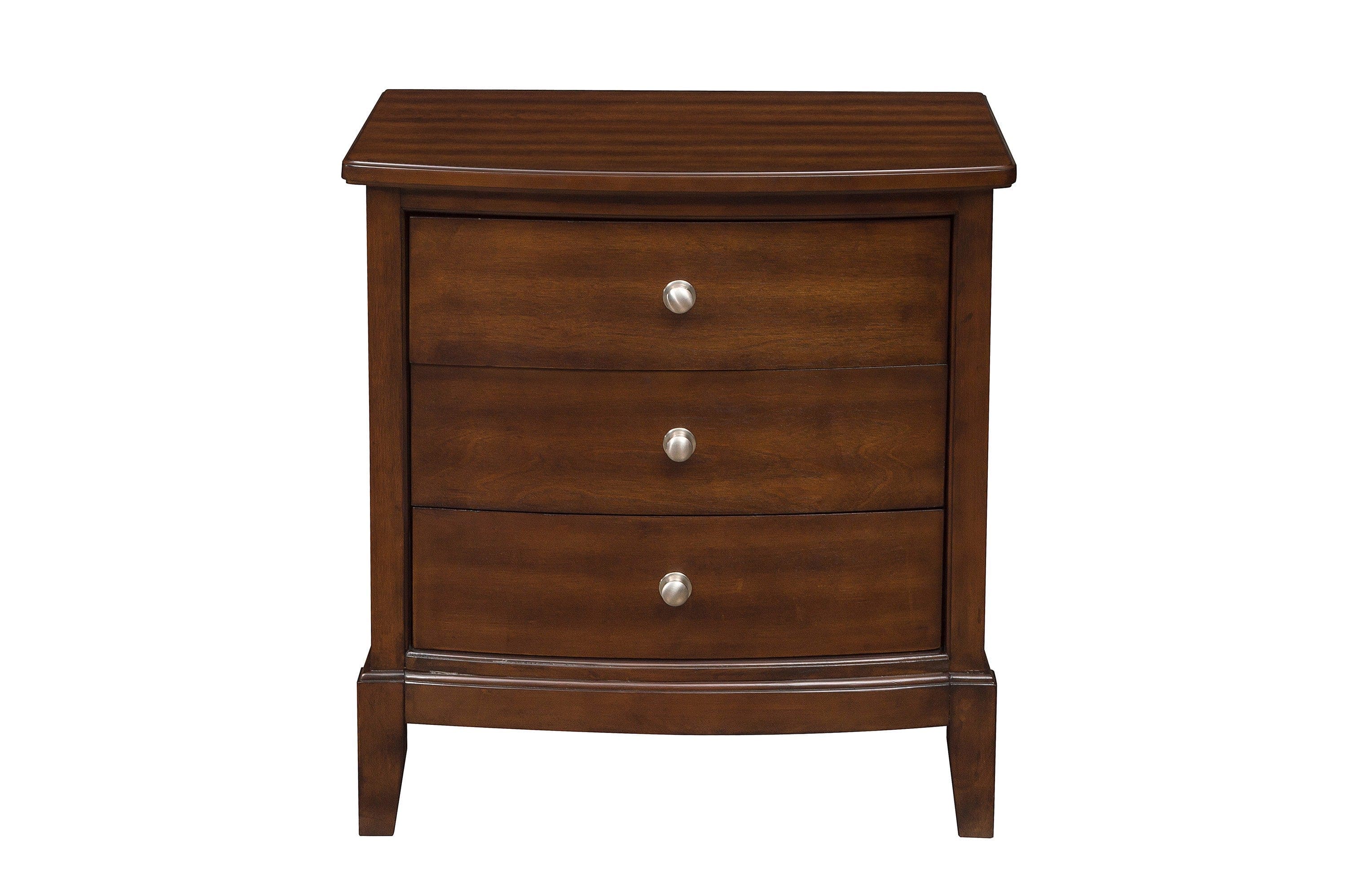 Dark Cherry Finish 1pc Nightstand of 3x Drawers Satin Nickel Tone Knobs Transitional Style Bedroom Furniture