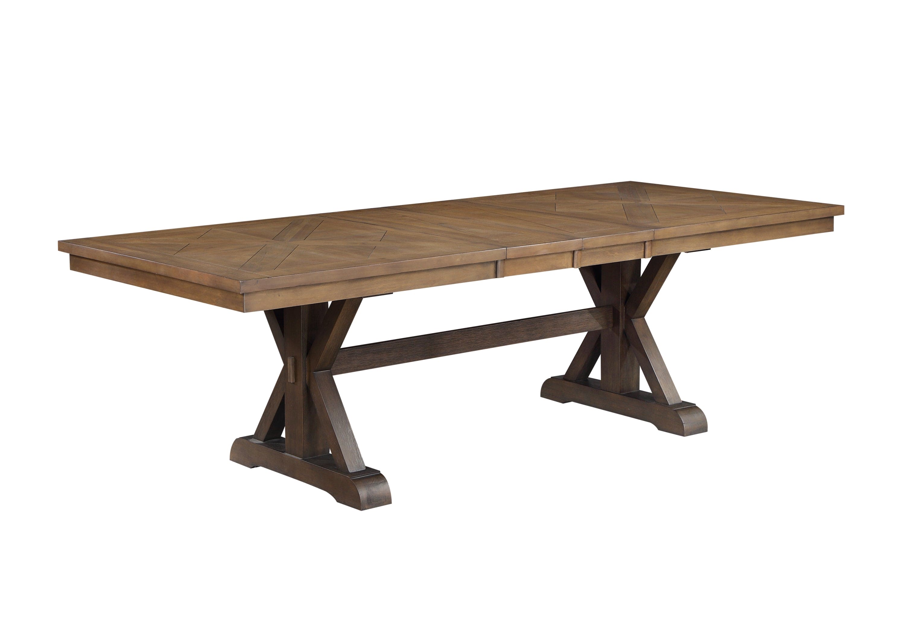 ACME Pascaline Dining Table, Gray Fabric, Rustic Brown & Oak Finish DN00702