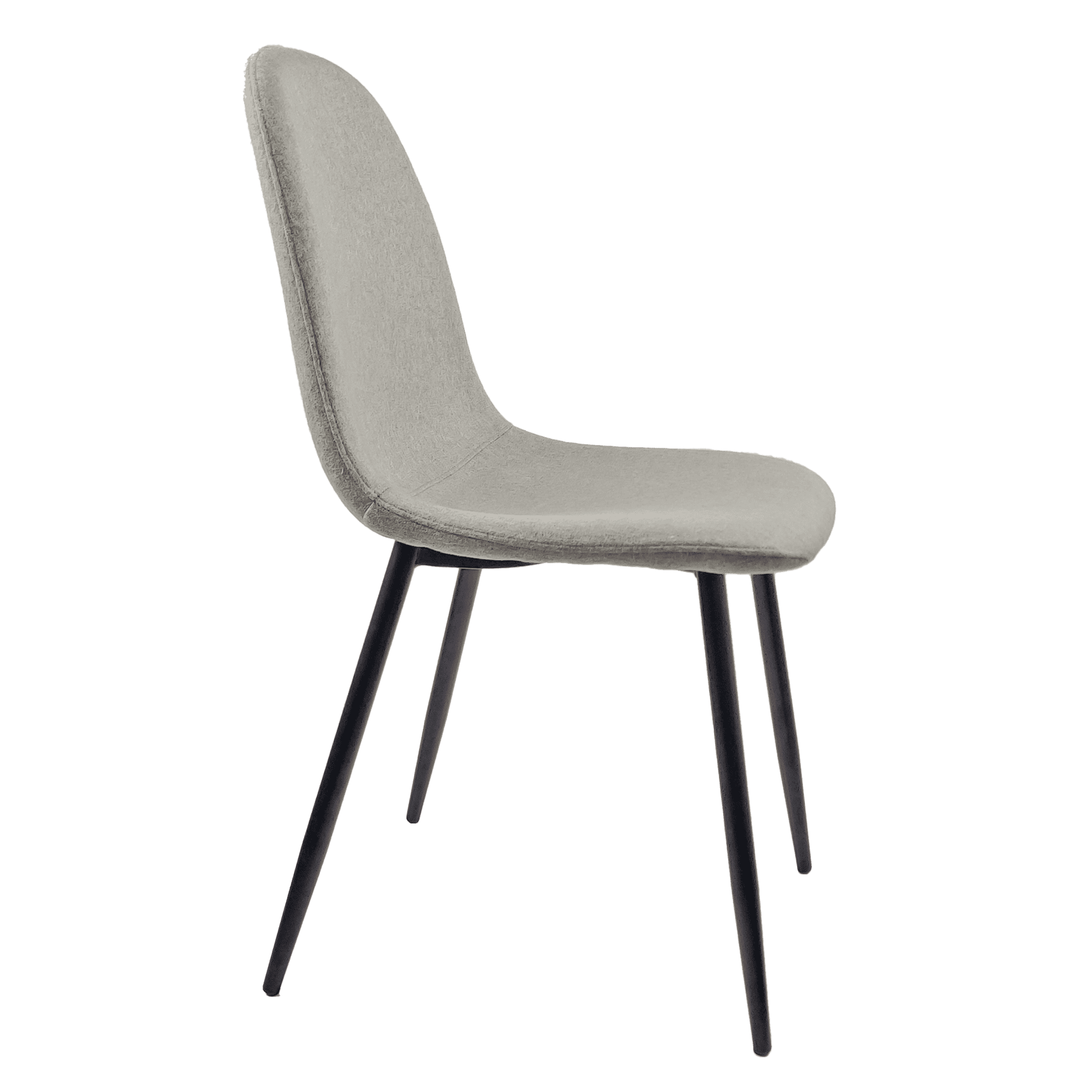 Dining Chairs Set of 4, Modern Accent Chairs with Linen Fabric Upholstered Seat, Spoon Shape Kitchen Chair with Black Metal Legs Dining Side Chairs for Dining Room Kitchen (Grey)