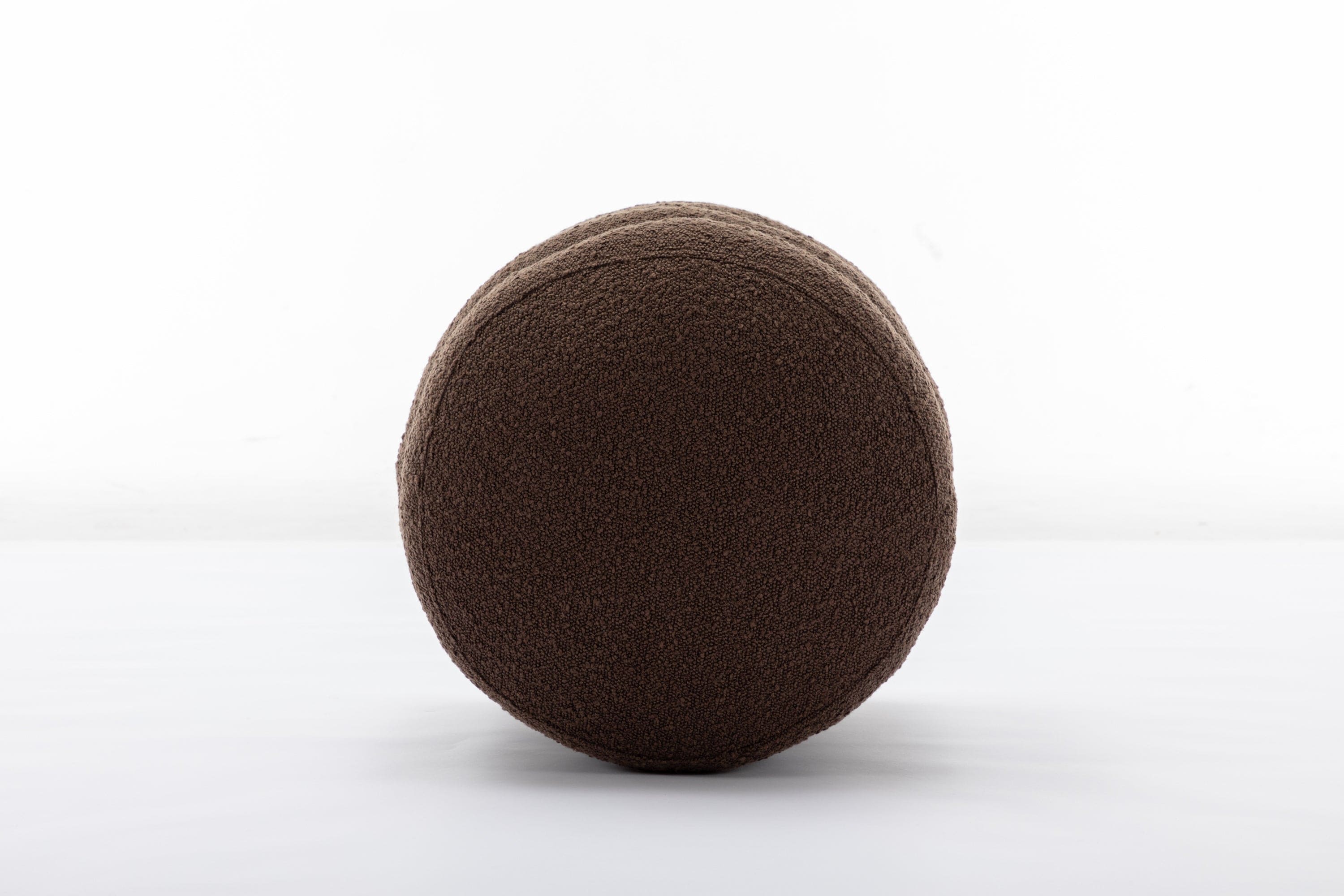 006-Soft Boucle Round Ottoman Footrest Stool,Brown