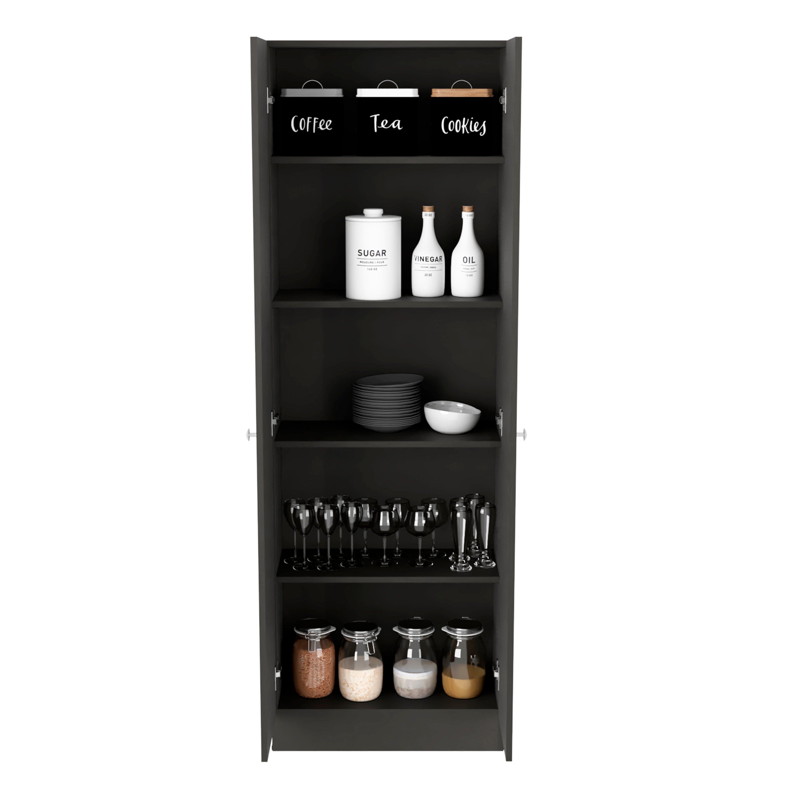 Storage Cabinet Pipestone, Double Door, Black Wengue Finish