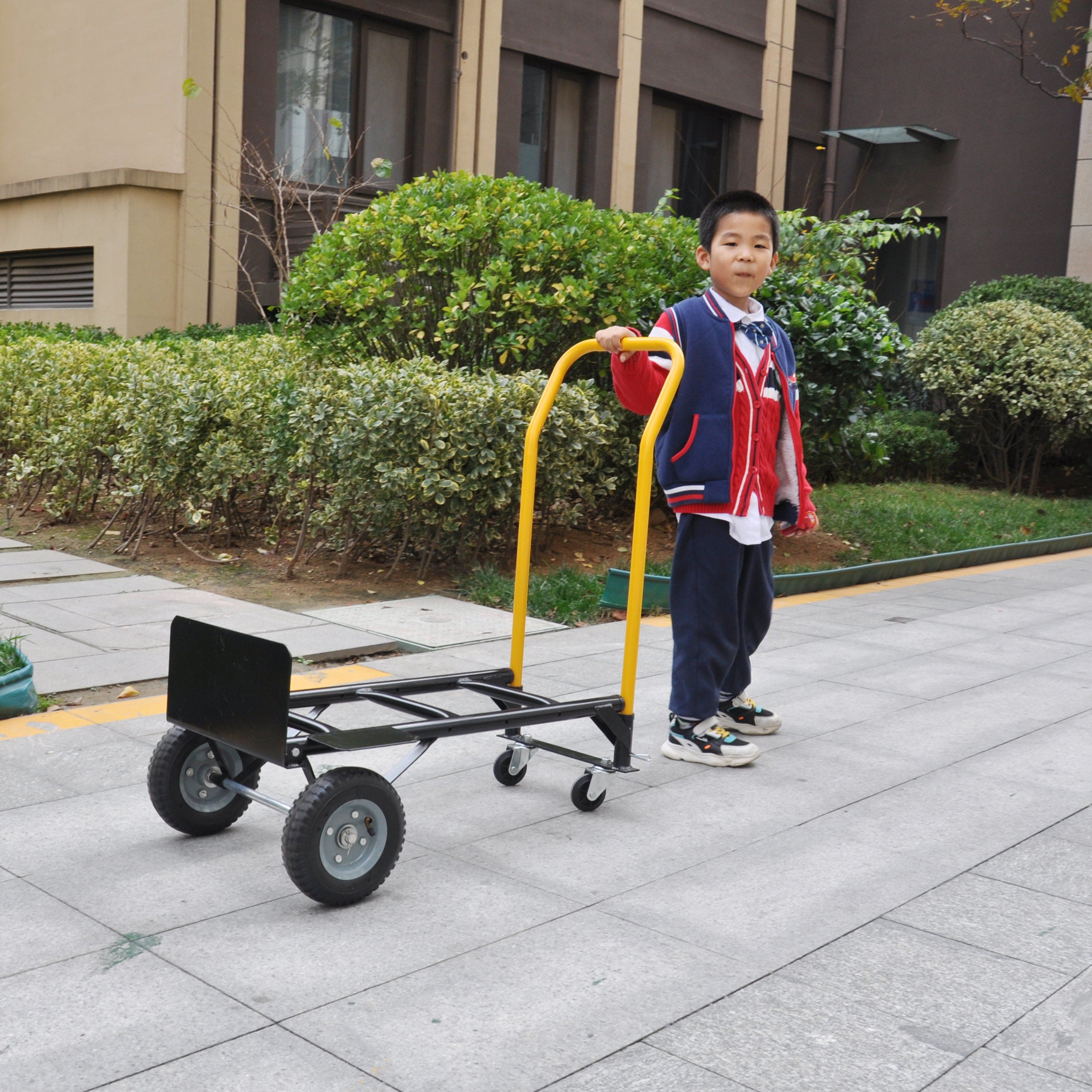 Hand Truck Dual Purpose 2 Wheel Dolly Cart and 4 Wheel Push Cart with Swivel Wheels 330 Lbs Capacity Heavy Duty Platform Cart for Moving/Warehouse/Garden/Grocery