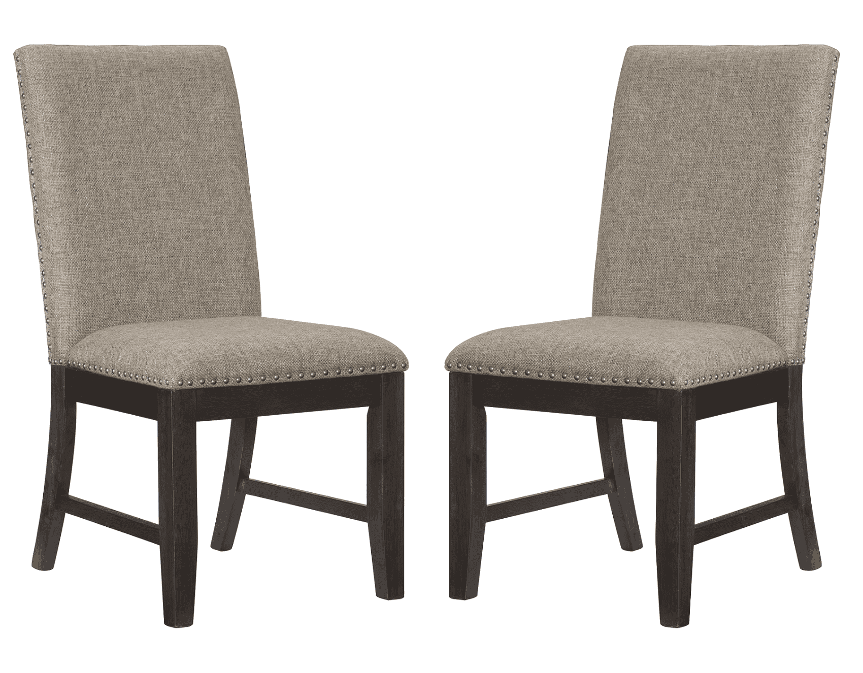 Rustic Brown Finish Set of 2 Chair Oak Veneer Fabric Upholstered Back and Seat