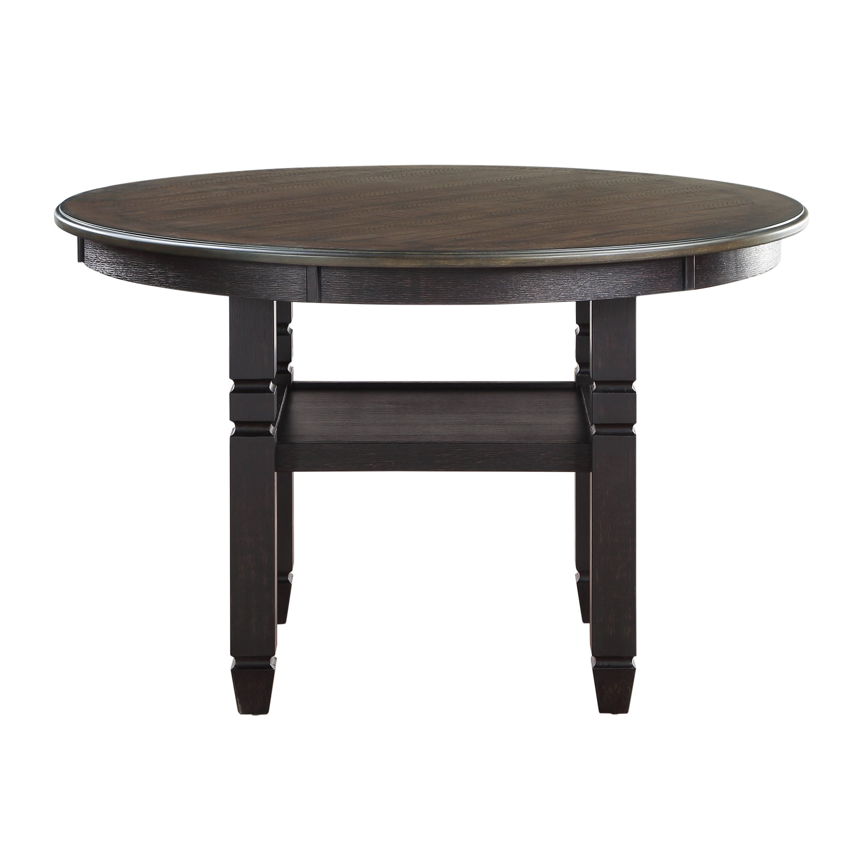 Brown and Black White Finish 1pc Dining Table with Display Shelf Transitional Style Furniture