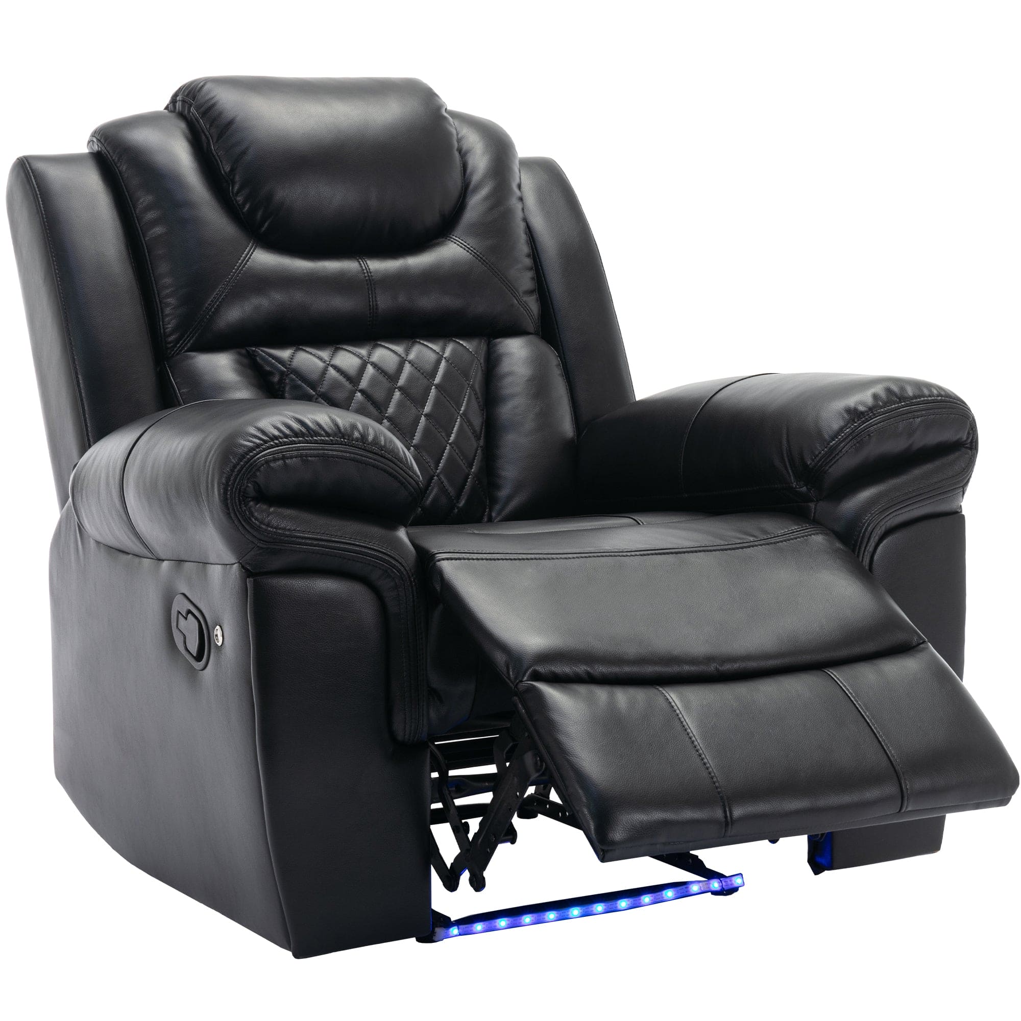 Home Theater Seating Manual Recliner Chair with LED Light Strip for Living Room,Bedroom, Black