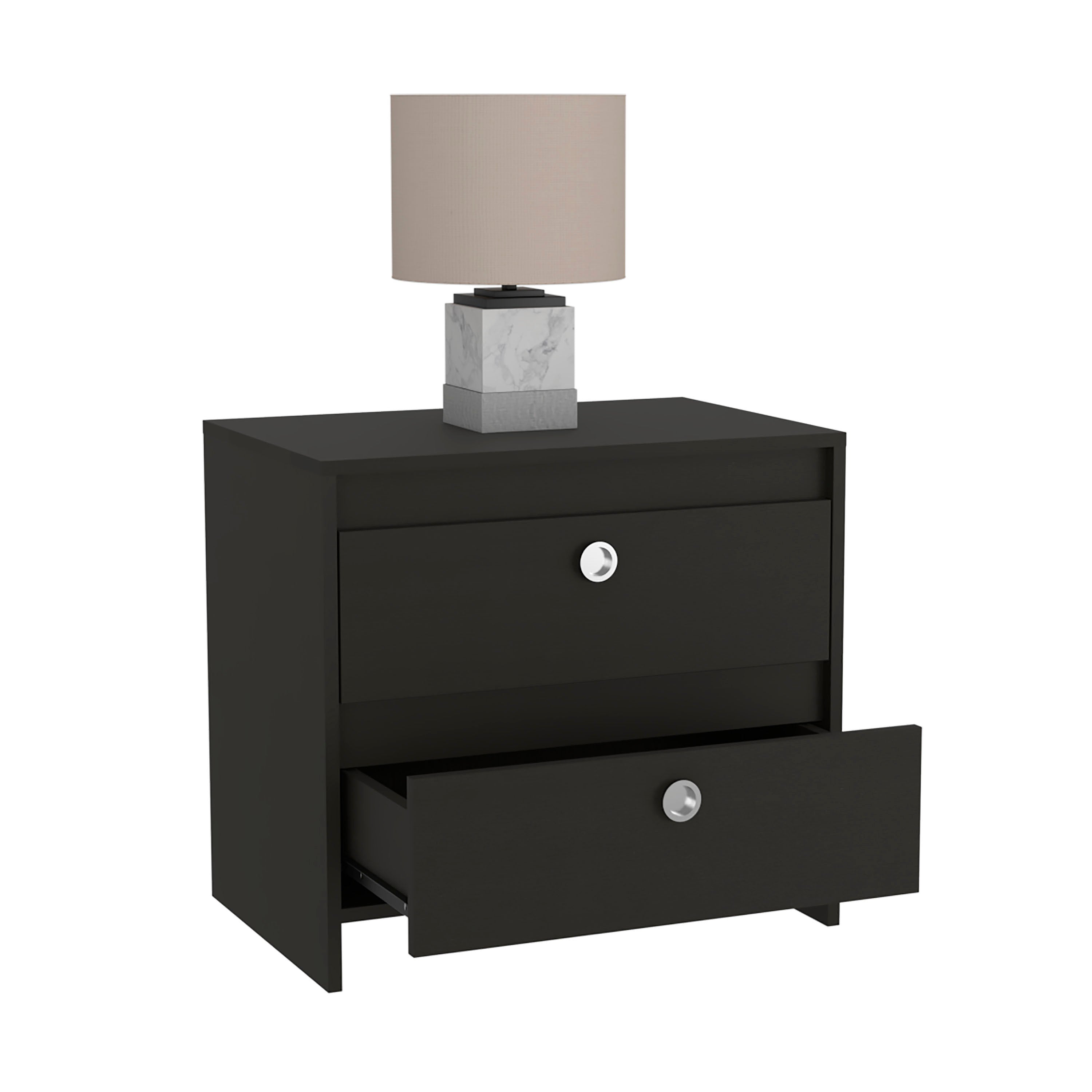 Nightstand Dreams, Two Drawers, Black Wengue Finish