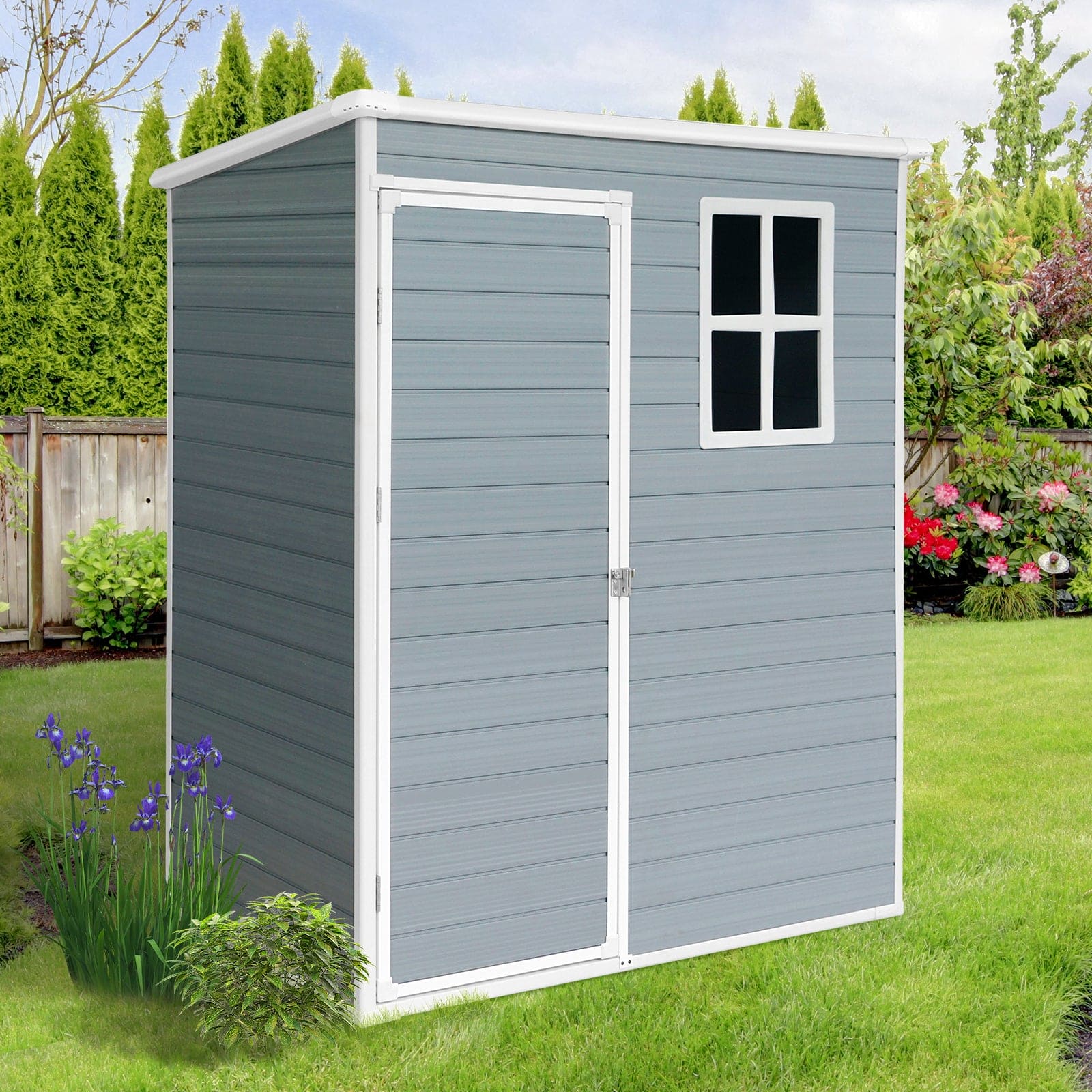 5x3ft Resin Outdoor Storage Shed Kit-Perfect to Store Patio Furniture,Grey