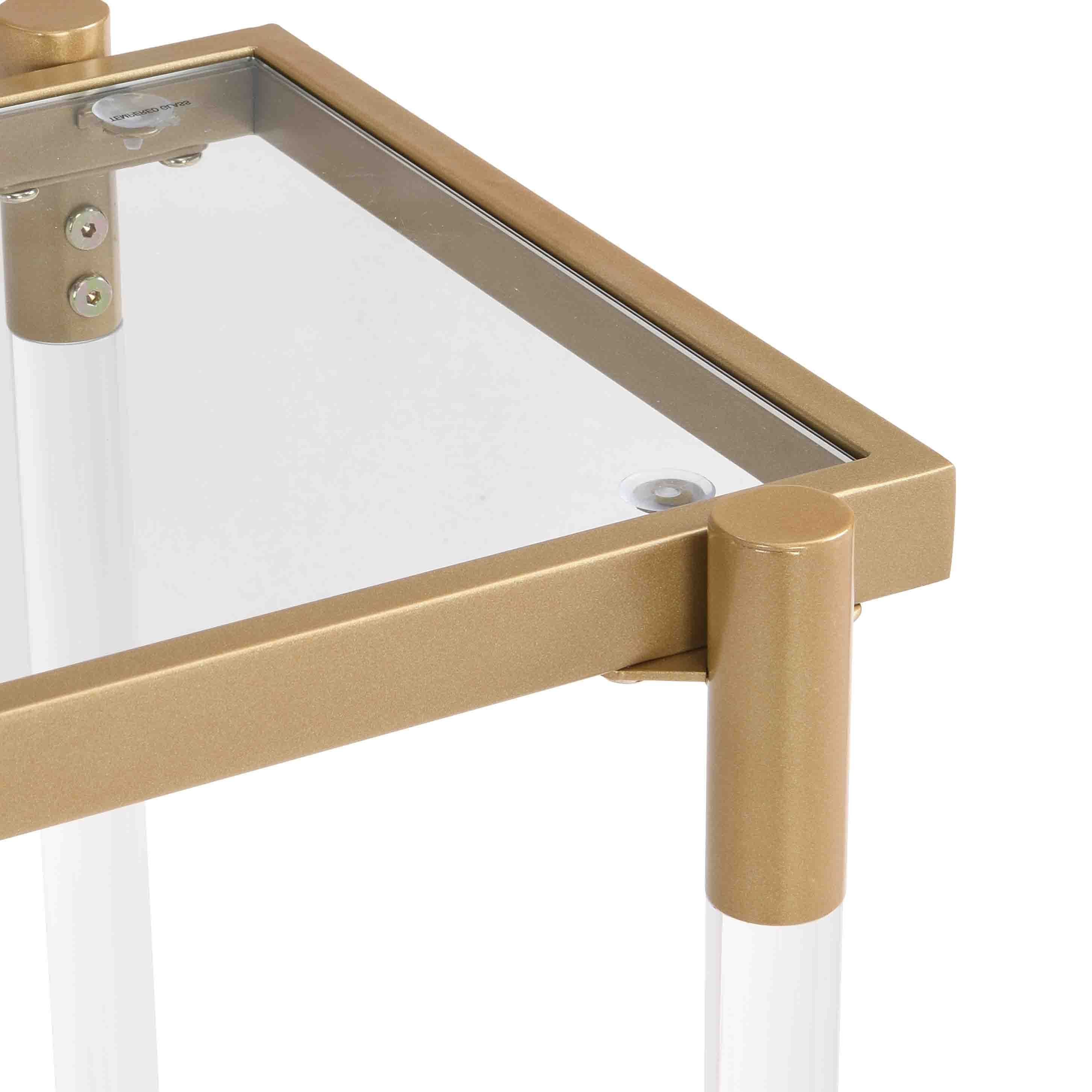 43.31'' Golden Glass Sofa Table, Acrylic Side Table, Console Table for Living Roome& Bedroom