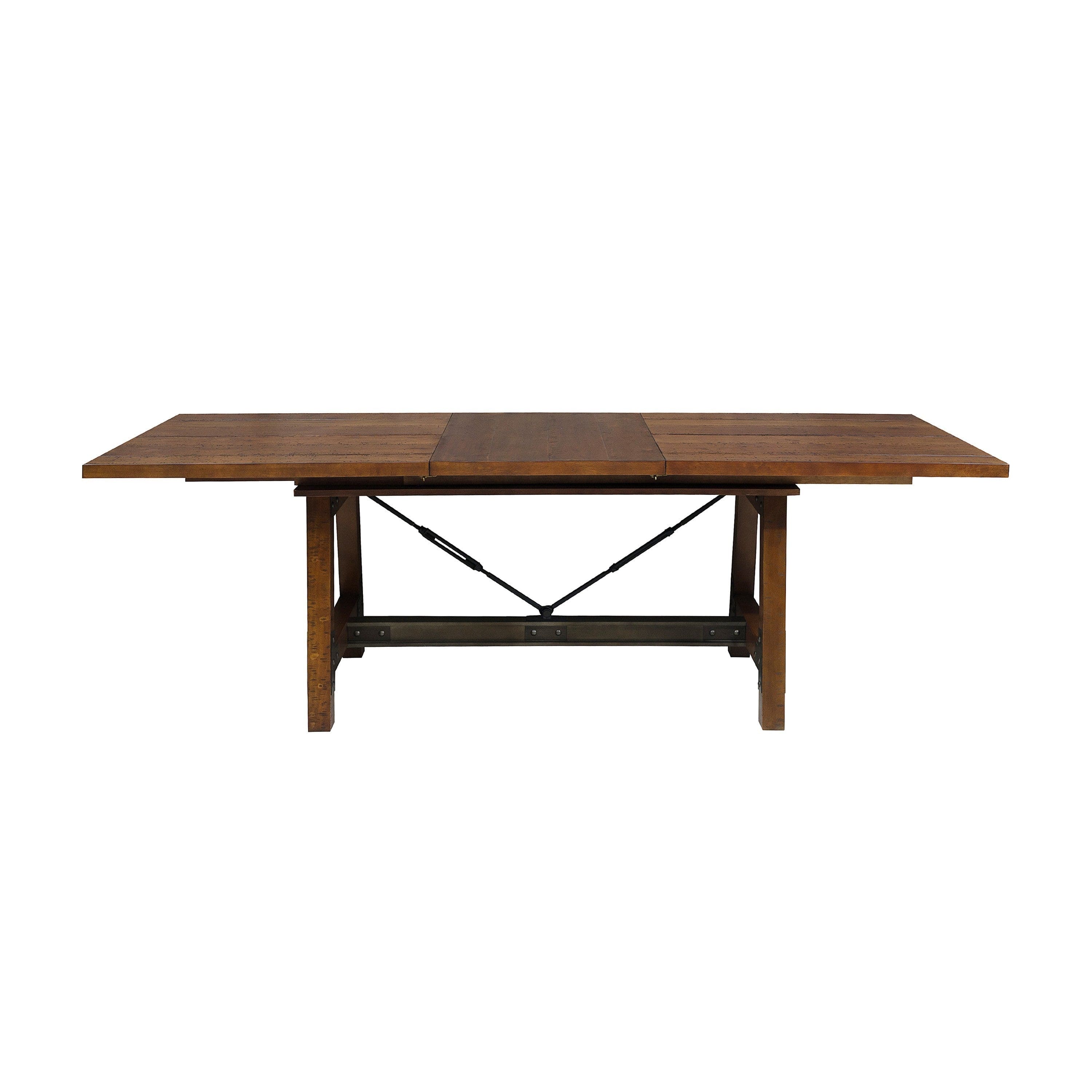 Unique Look Wood Framing 1pc Dining Table w Extension Leaf Industrial Design Casual Dining Furniture