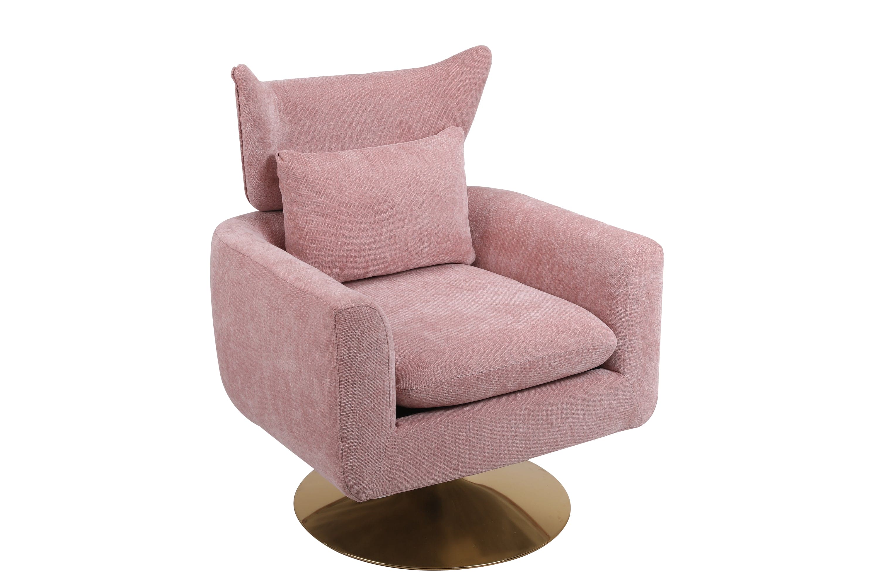 Classic Mid-Century 360-degree Swivel  Accent Chair, Pink Linen