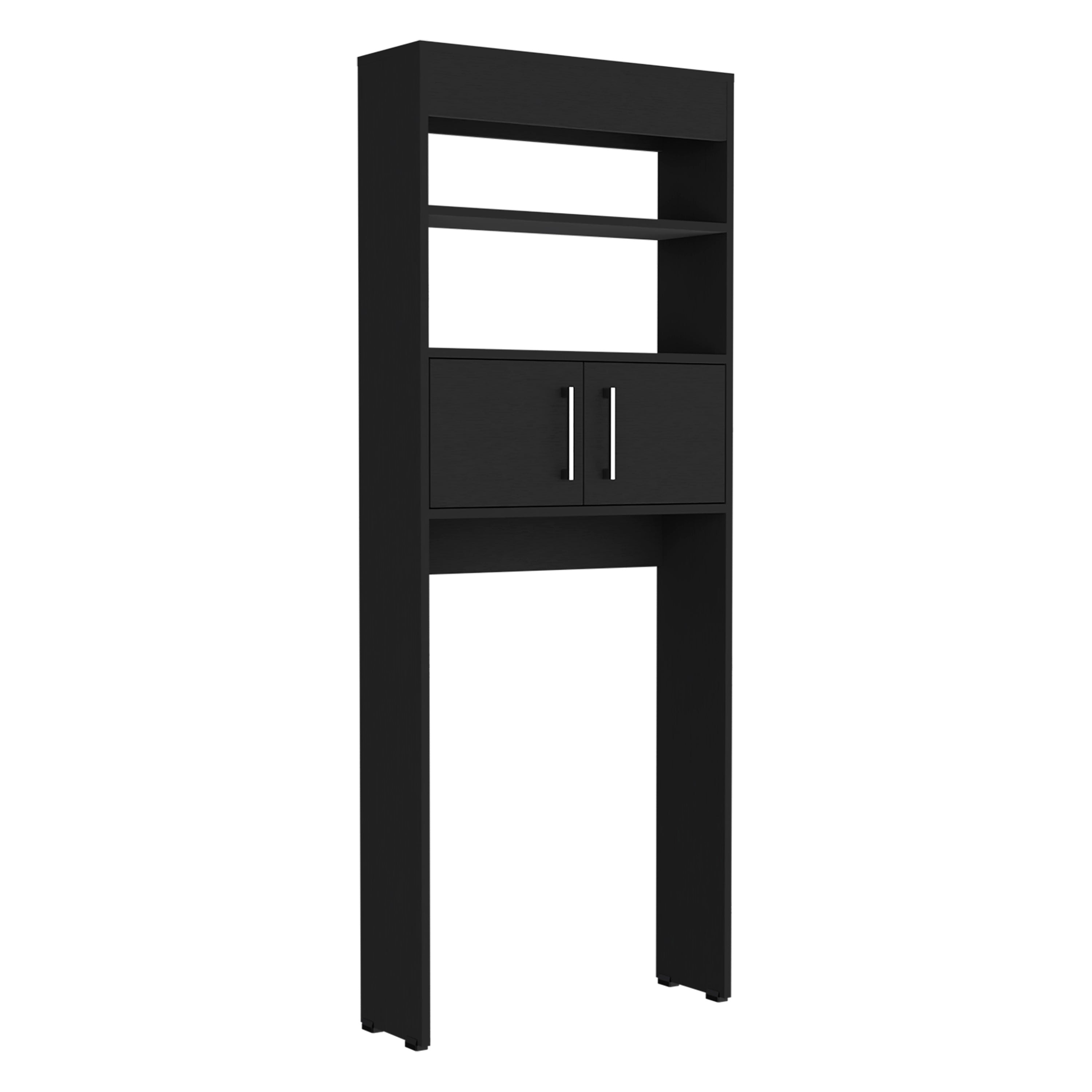 Over The Toilet Cabinet Jozz, Double Door, Two Shelves, Black Wengue Finish