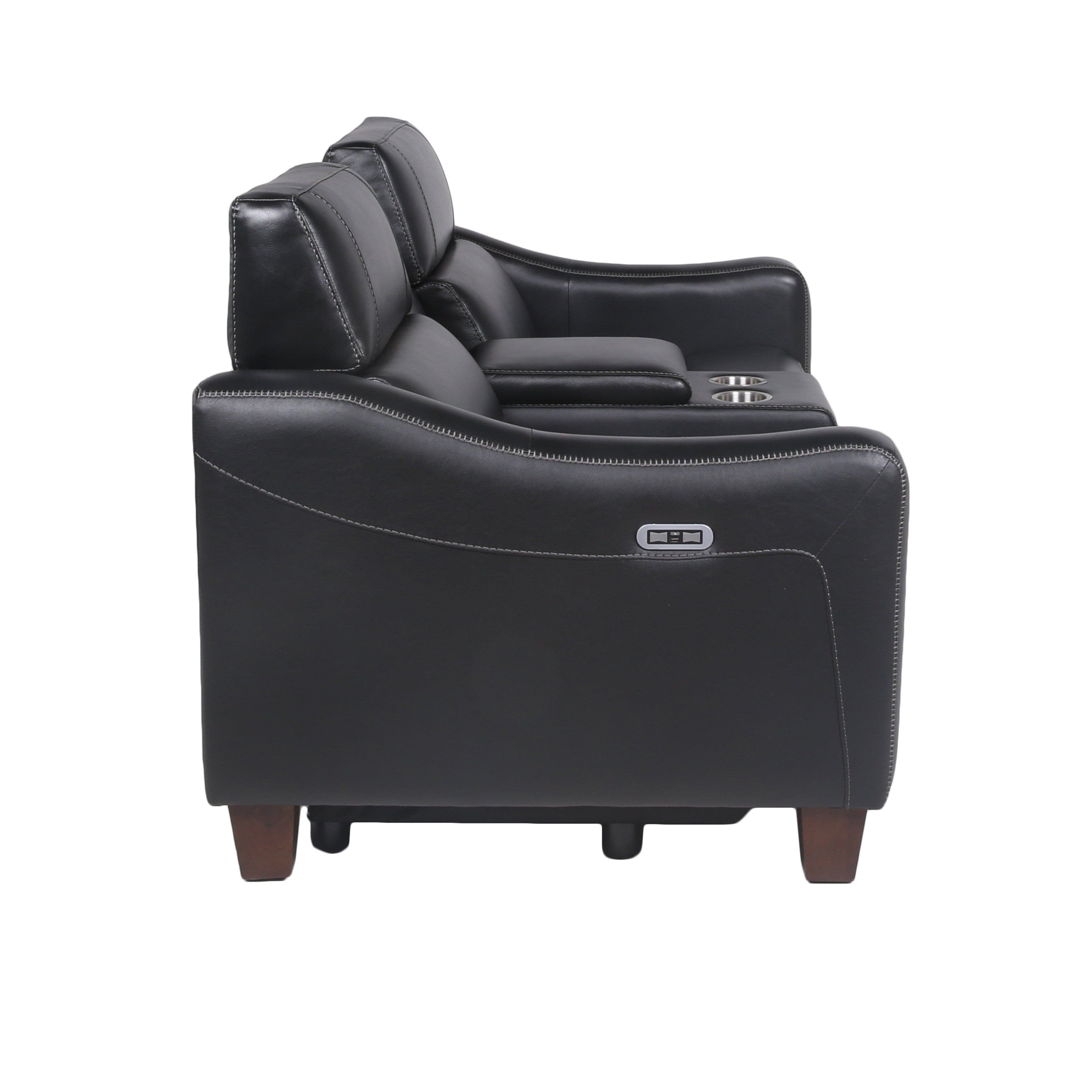 Transitional Dual-Power Leather Loveseat - Reclining Seats, Top Grain Leather, High-Leg Design - Compact and Comfortable