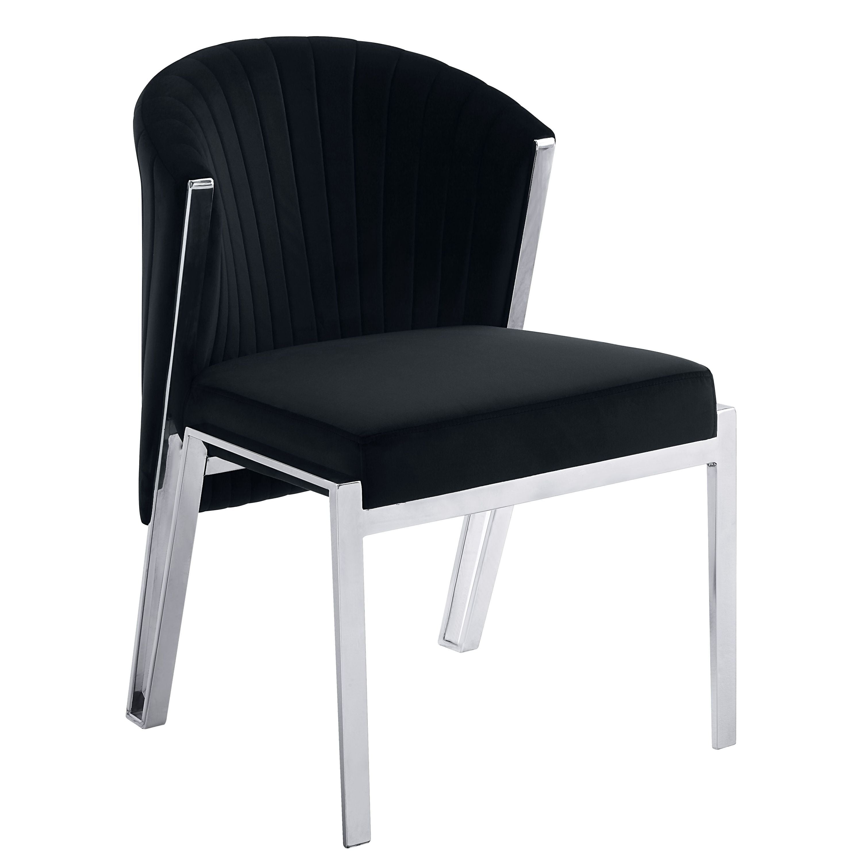 ACME Fallon Side Chair (Set-2), Black Velvet & Mirrored Silver Finish DN01955